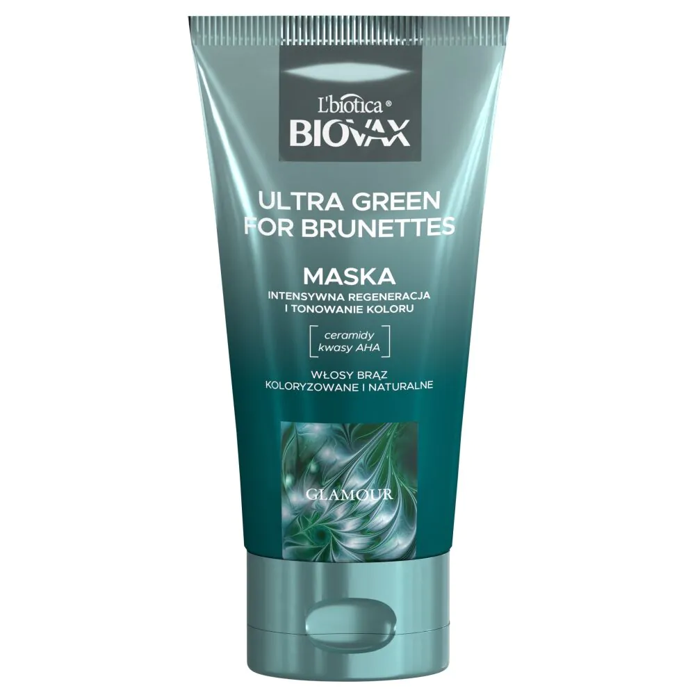 Biovax Glamour Ultra Green til brunetter, regenererende hårmaske