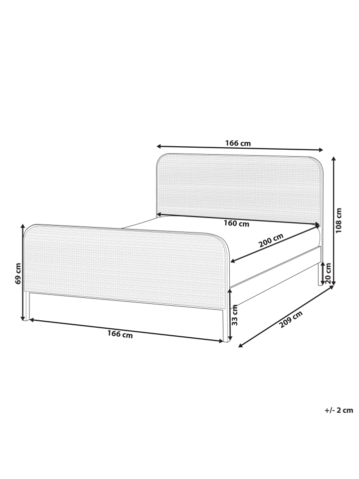 Beliani Doppelbett GONFARON in Schwarz/Braun - (W) 166 x (H) 108 x (L) 209 cm günstig kaufen onesize