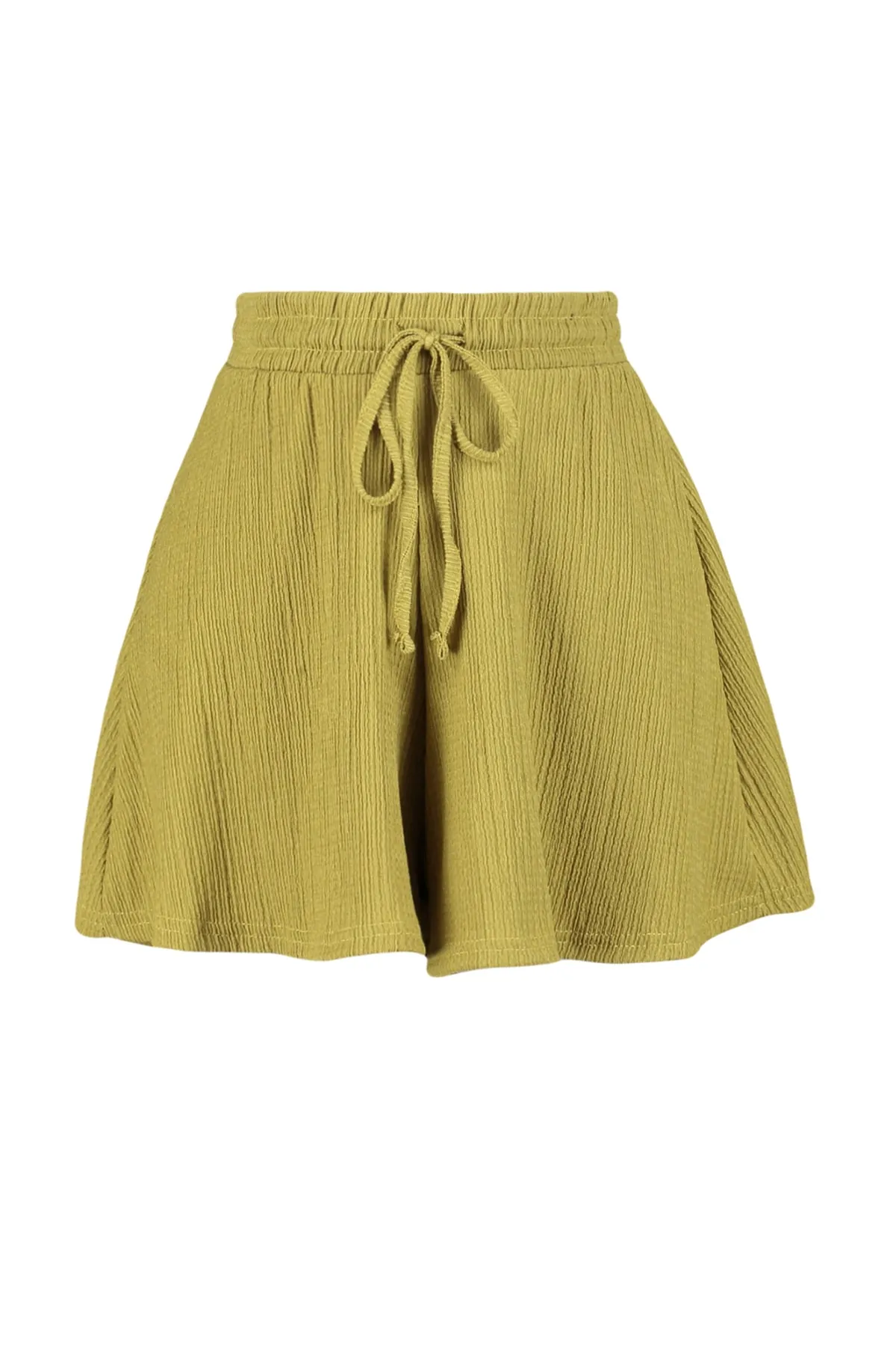 Trendyol Collection  Ölgrüne Shorts mit lockerer Passform und normaler Taille, Wickel-/Strukturstrick-Shorts TWOSS22SR0212