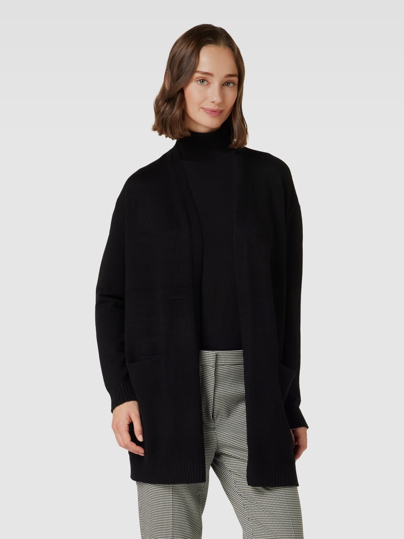 Cardigan mit gerippten Ärmelabschlüssen in schwarz