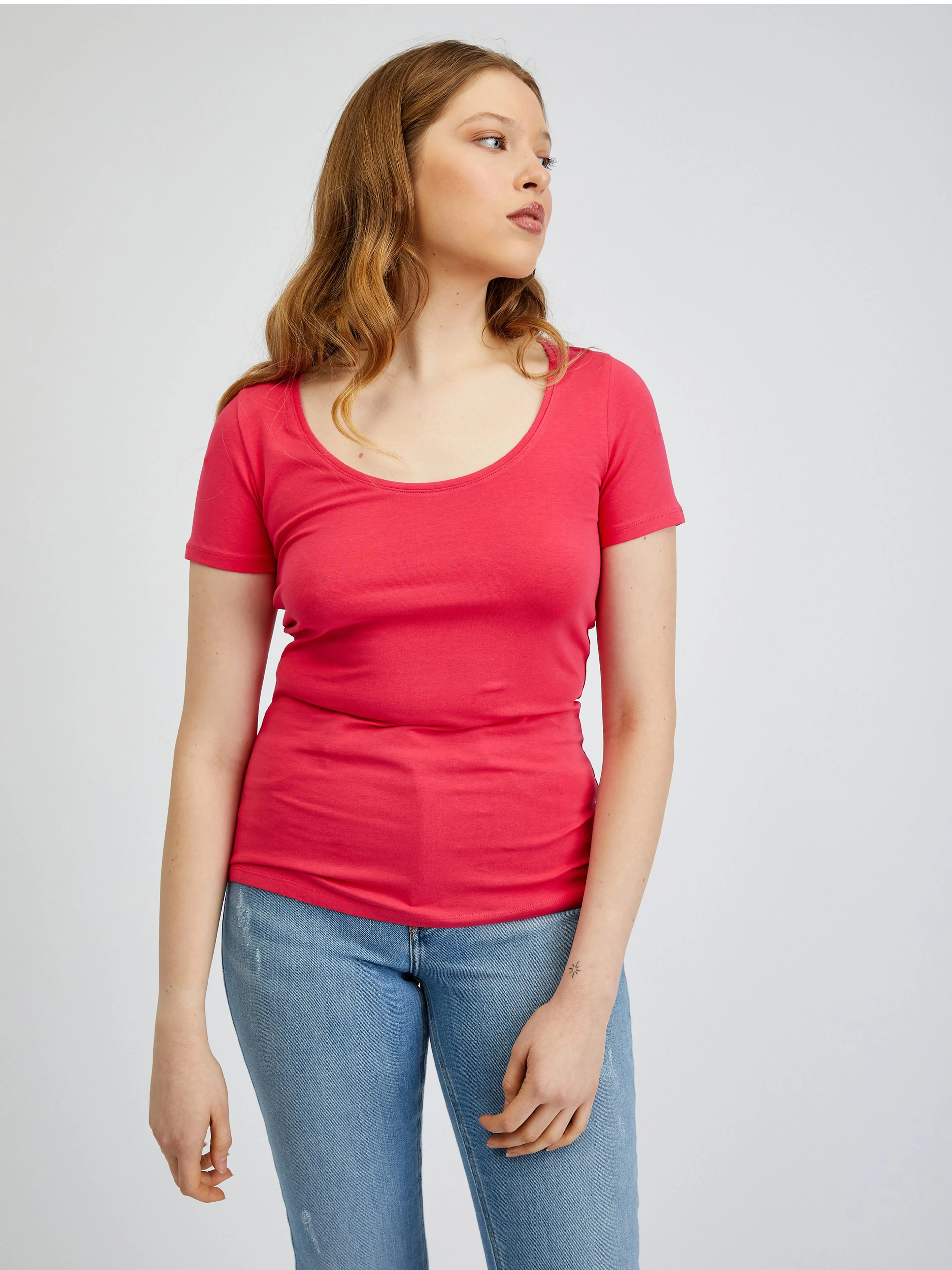 Dunkelrosa Damen-Basic-T-Shirt ORSAY