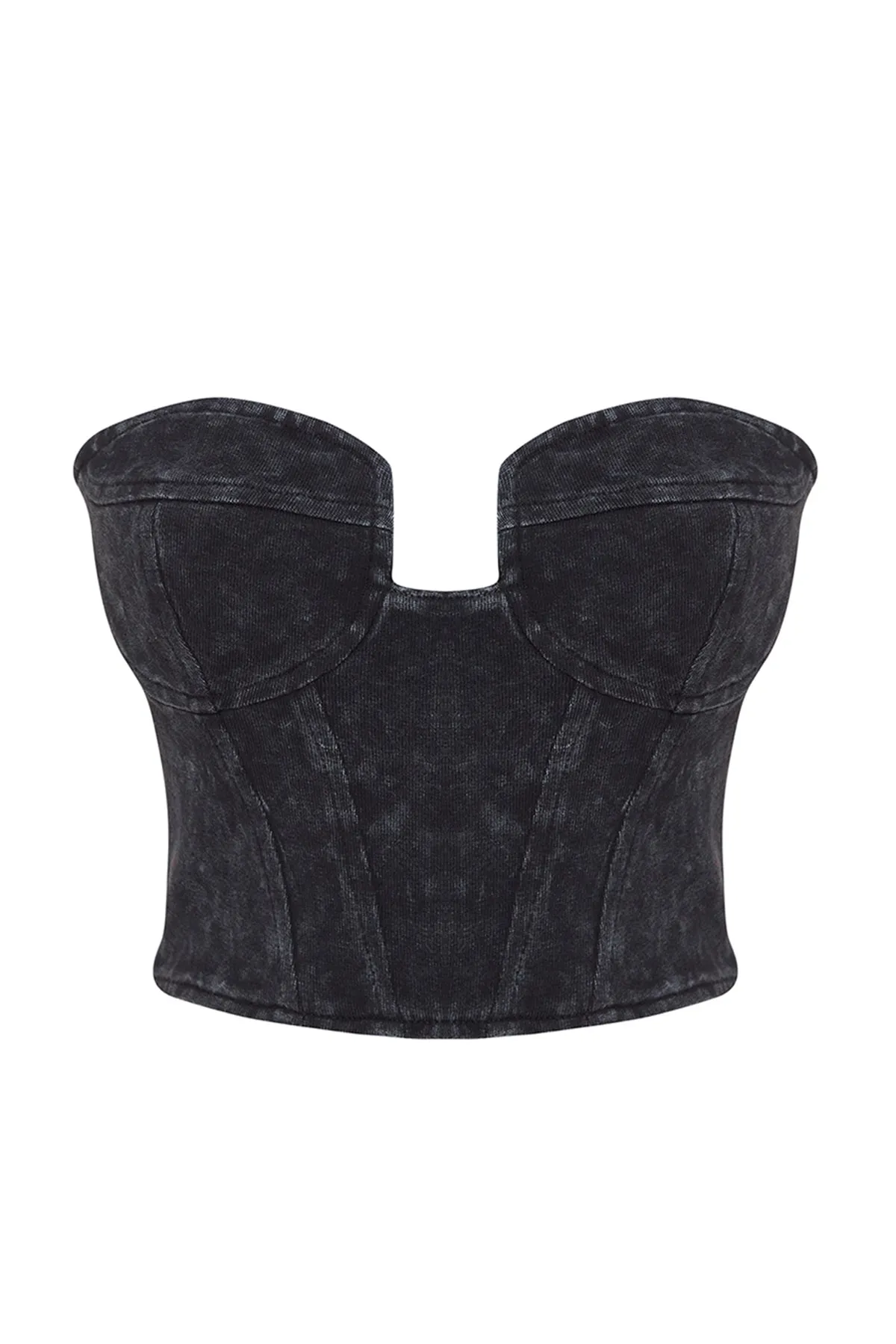 Trendyol Collection  X Sagaza Studio Anthracite Acid Wash Detailliertes Bügel-Bustier TCLSS23BS00006
