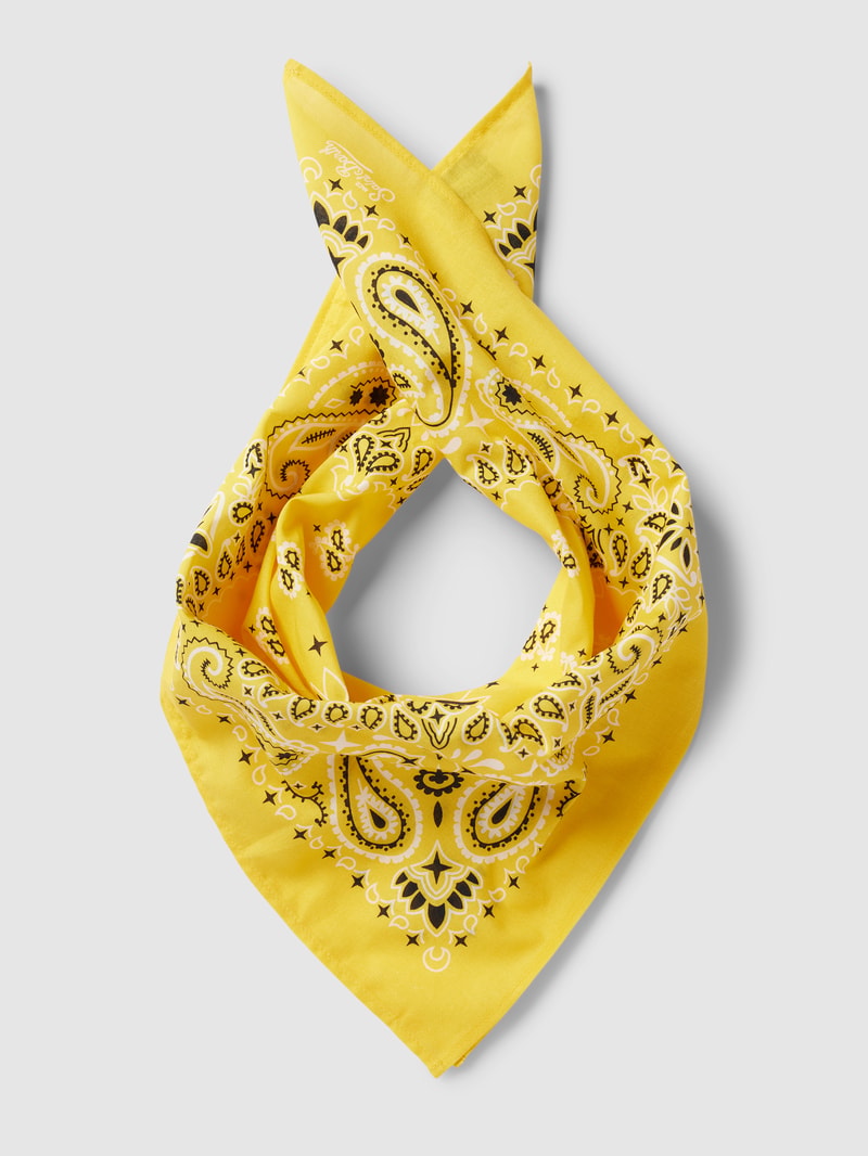 Schal mit Label-Print Modell 'FOULARD' in gelb