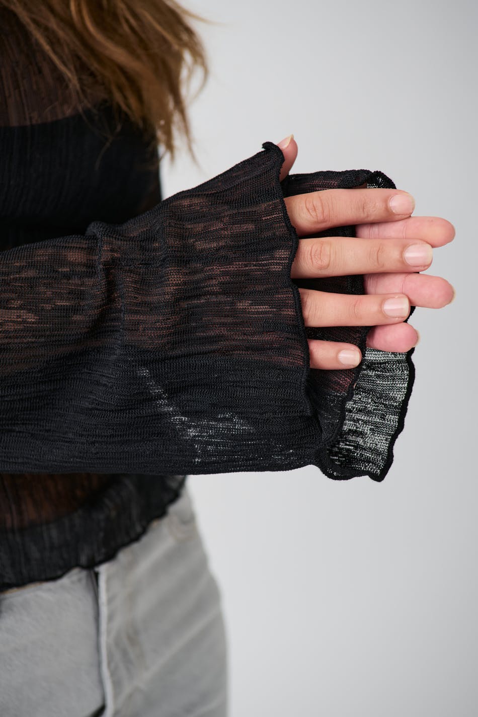 Plisse flare sleeve top