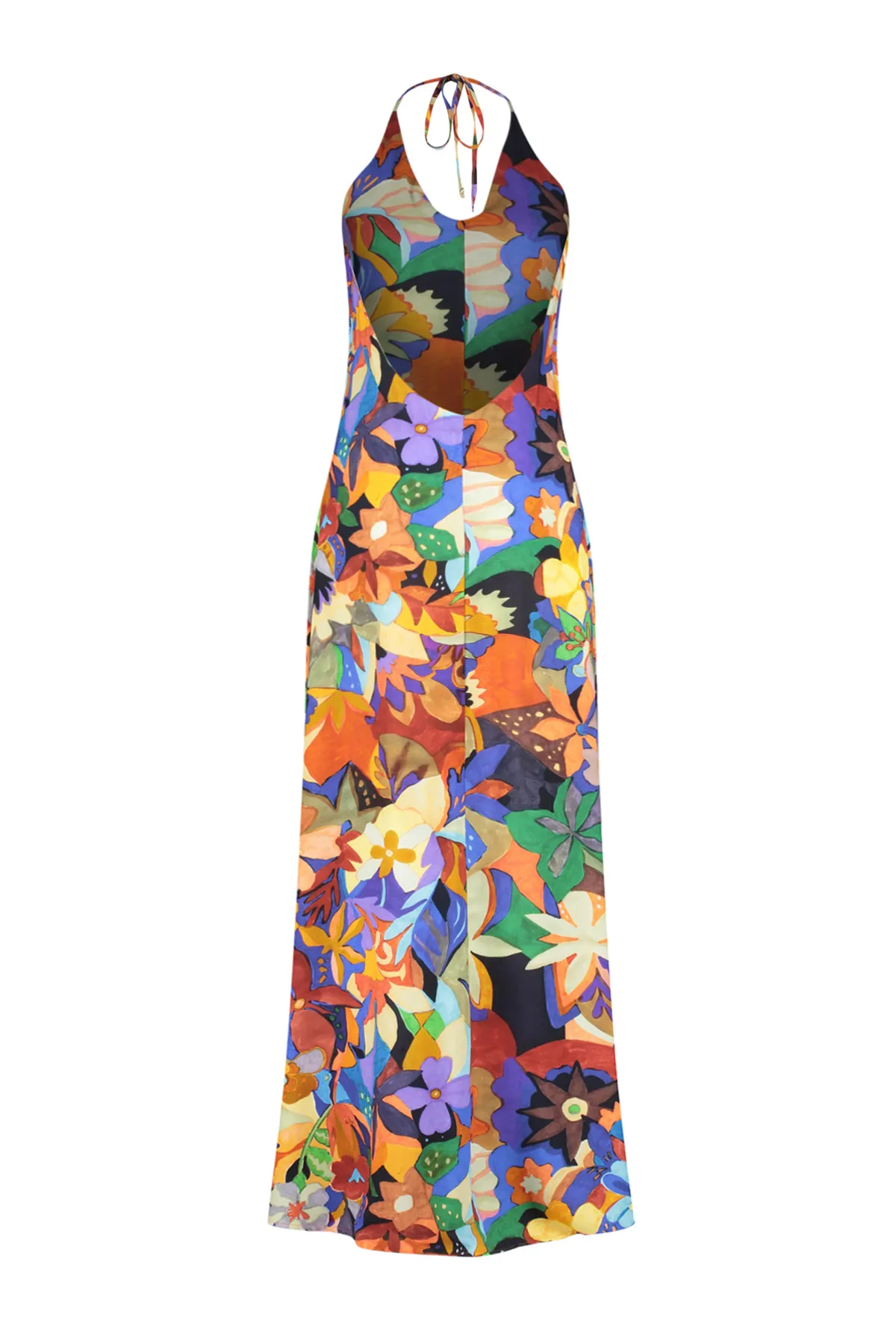 Trendyol Collection  Tief ausgeschnittenes Maxi-Strandkleid mit gewebtem Rücken und Blumenmuster TBESS24EL00022