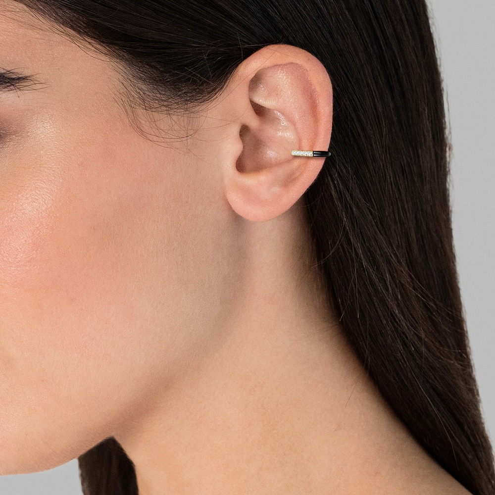 Glanzstücke München Manchette d'oreille en argent Argent sterling Oxyde de zirconium (CZ) en Or jaune Boucles d'oreilles