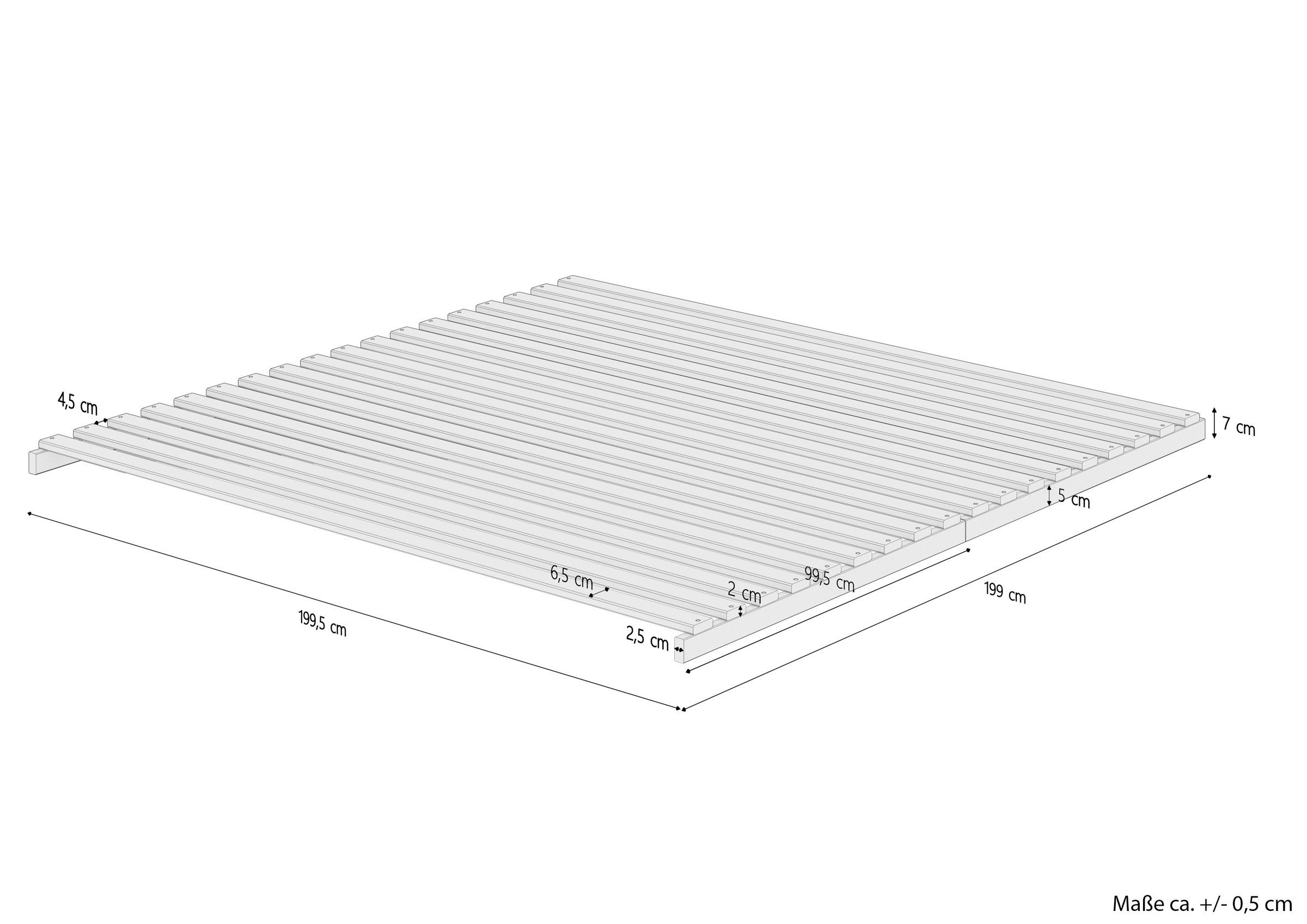 Rollrost Lattenrost völlig metallfrei Stecksystem 200x200, ERST-HOLZ