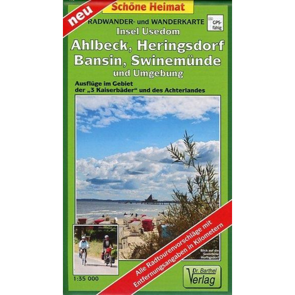 Insel Usedom, Ahlbeck, Heringsdorf, Bansin, Swinemünde und Umgebung 1 : 35 000 Radwander- und Wanderkarte - Wanderkarte