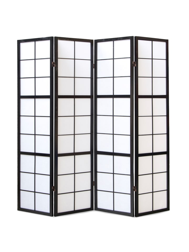 Homestyle4u 4-tlg. Paravent Shoji in Schwarz 176x175 cm günstig kaufen onesize