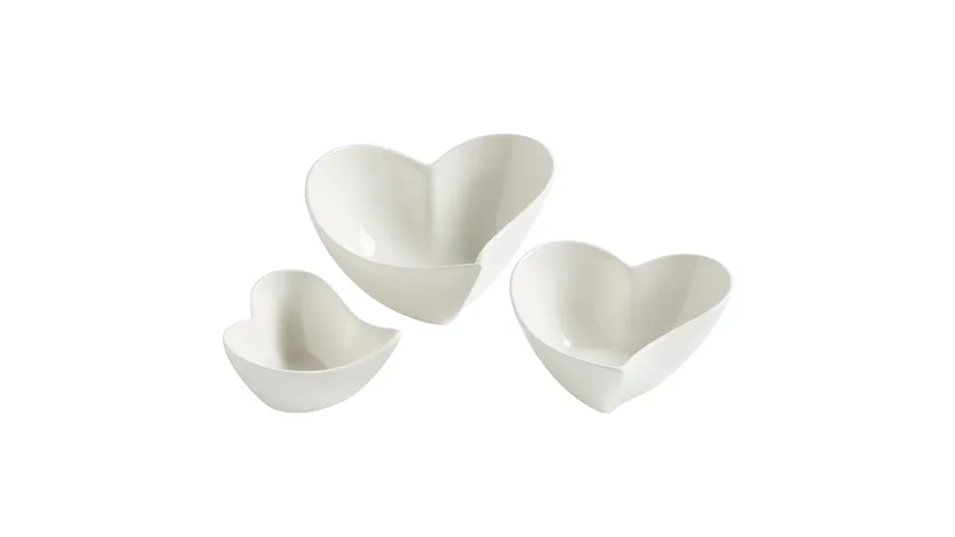 MAXWELL & WILLIAMS Heart Schalenset 3-teilig, Porzellan Weiß