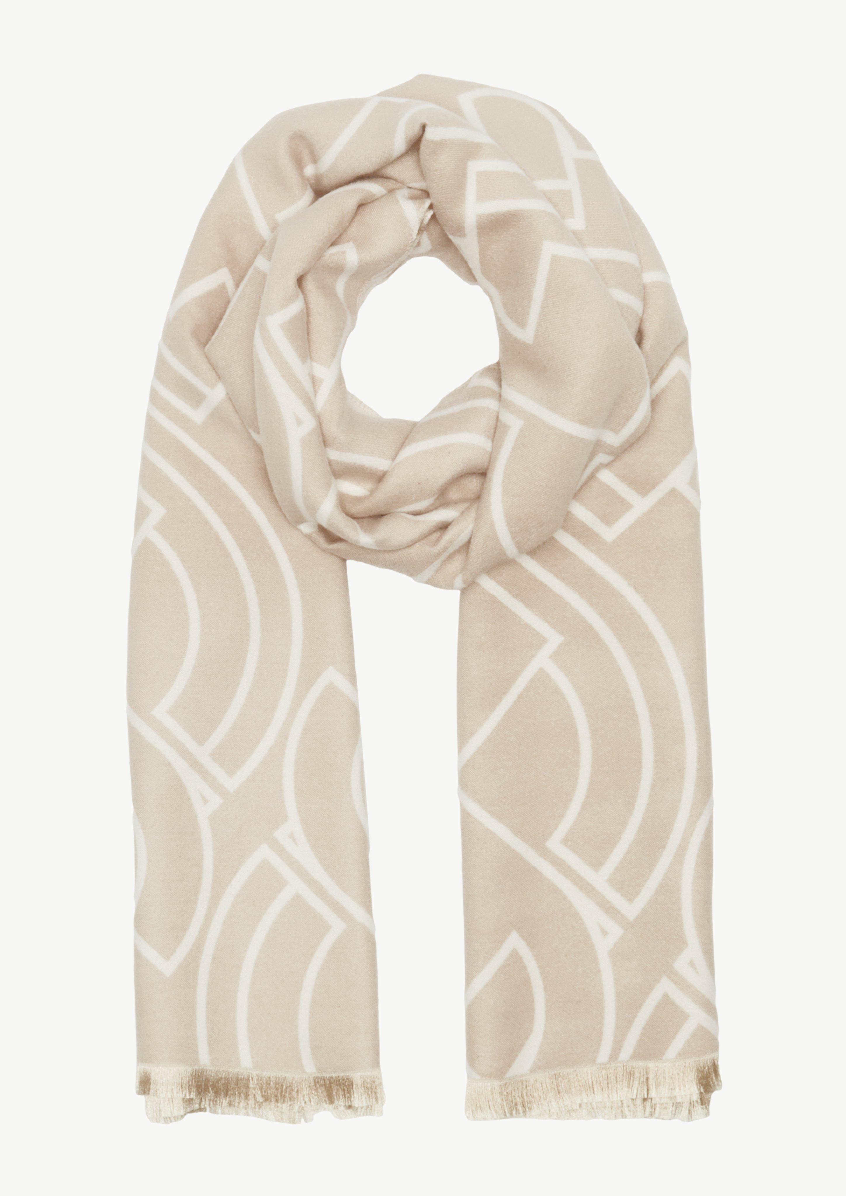 Jacquard-Schal mit Fransen - beige