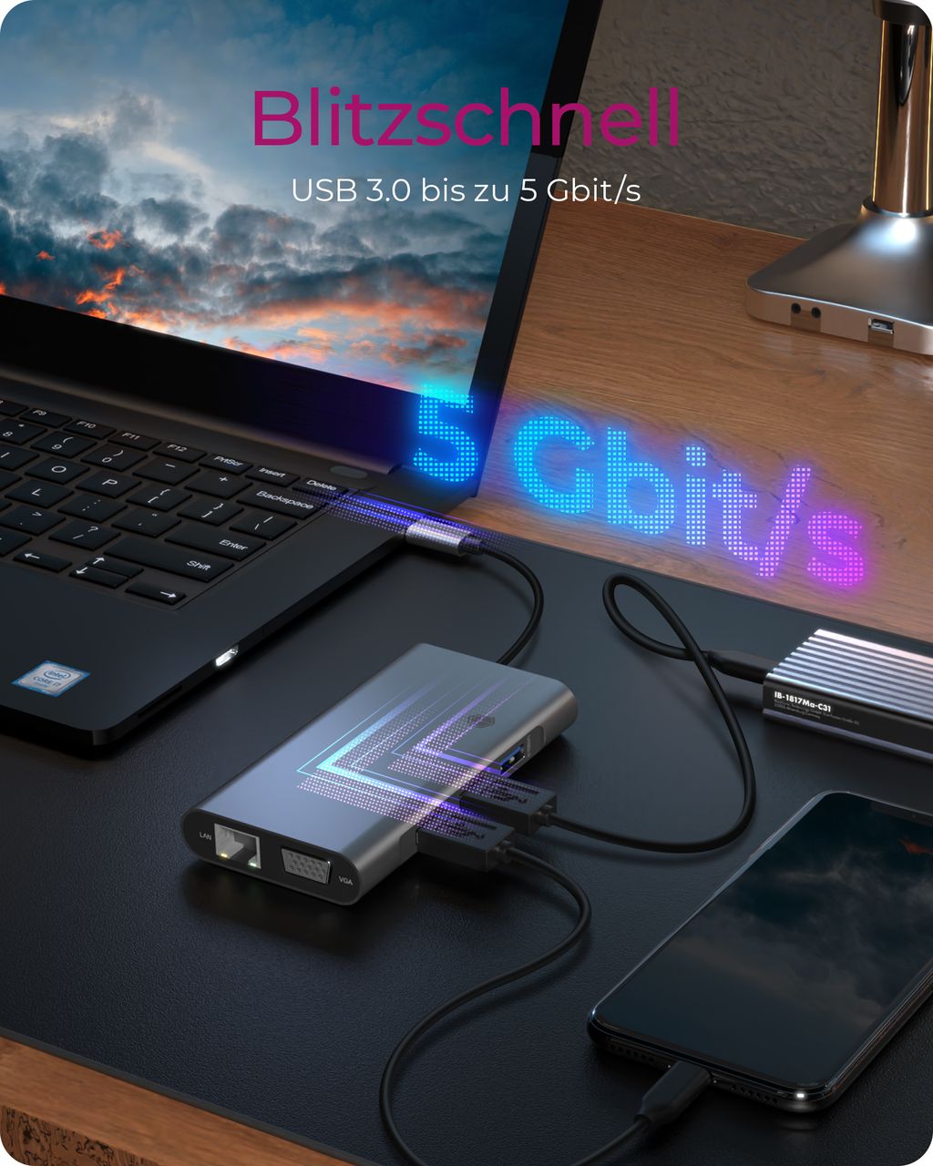 ICY BOX IB-DK4040-CPD, 10-in-1 USB Type-CDockingStation mit PD 100 W