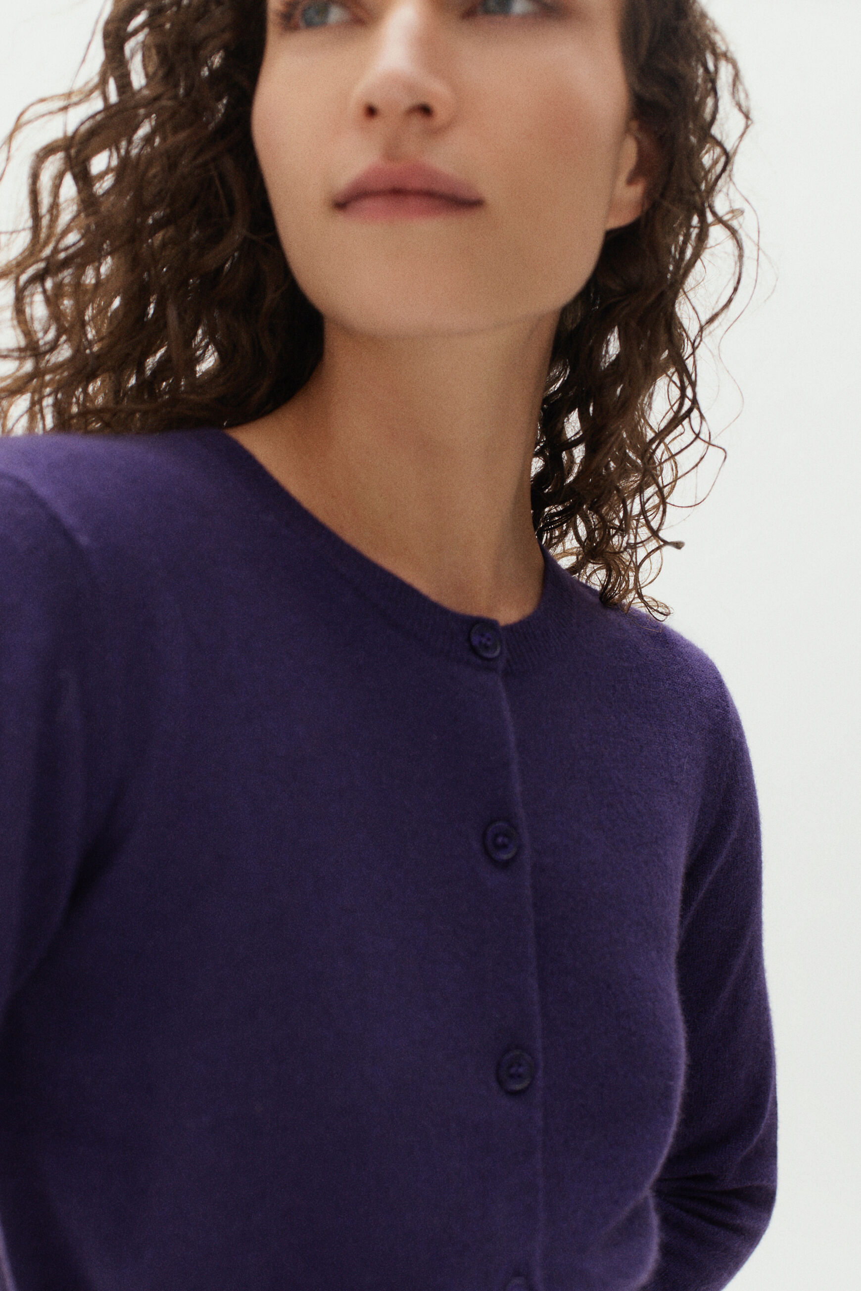 gilet caroline 100% cachemire prune femme
