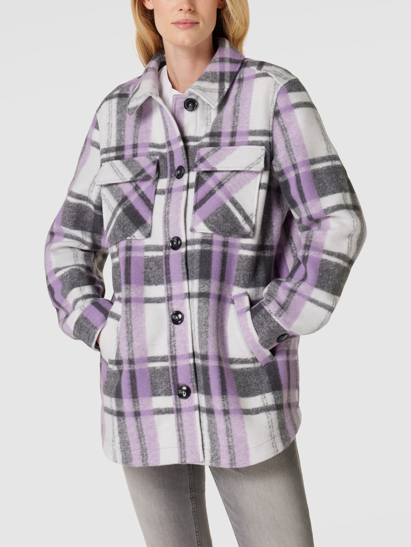 Hemdjacke mit Karomuster Modell 'Check' in violett meliert