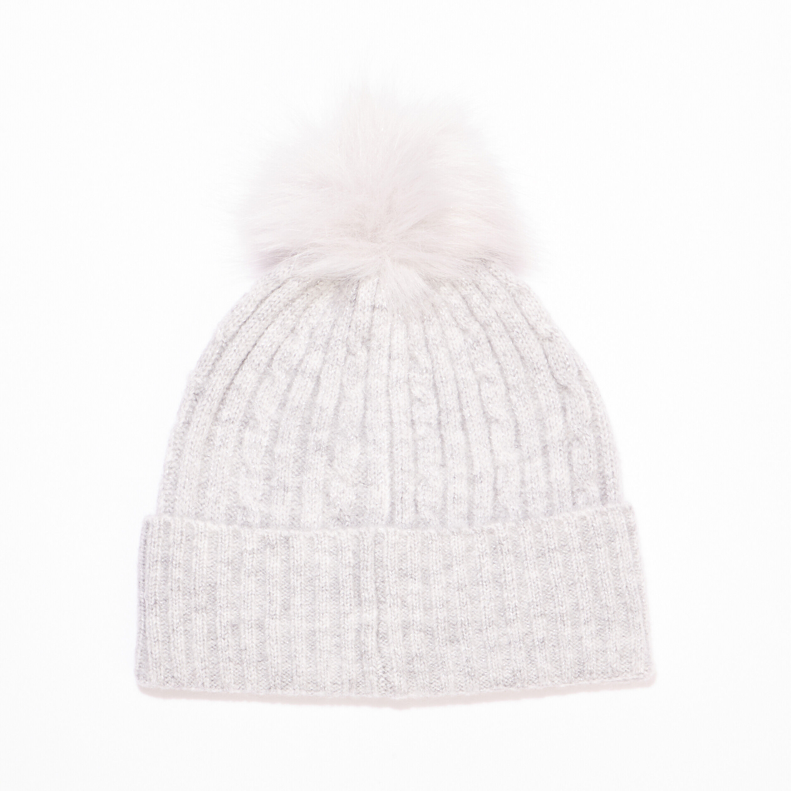 Bonnet avec pompon gris clair femme | Cache Cache