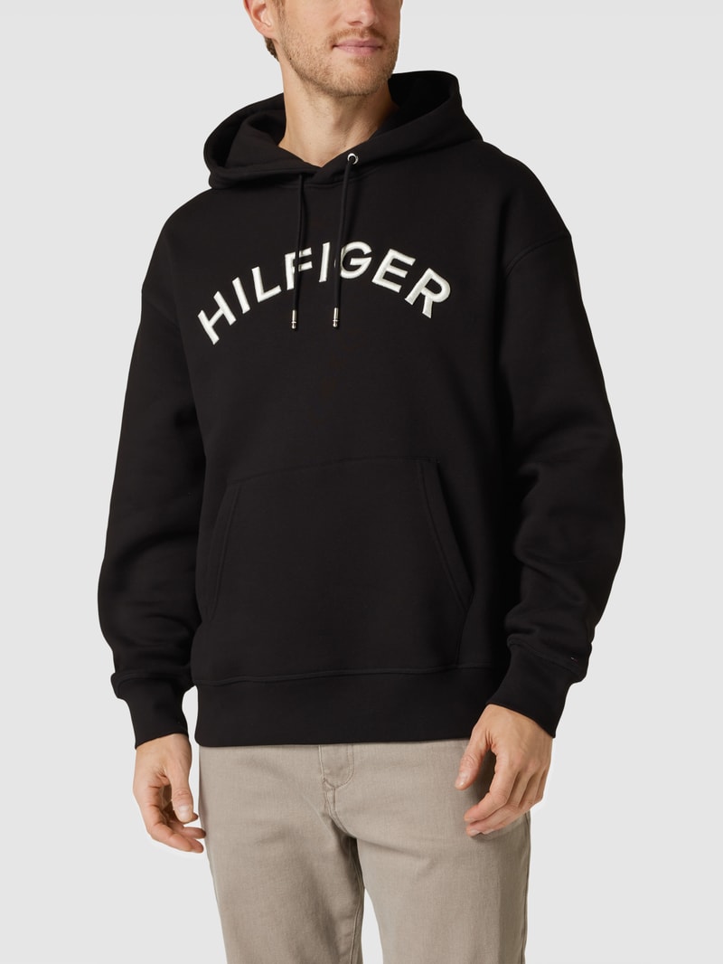 Hoodie mit Label-Stitching Modell 'ARCHED HOODY' in schwarz