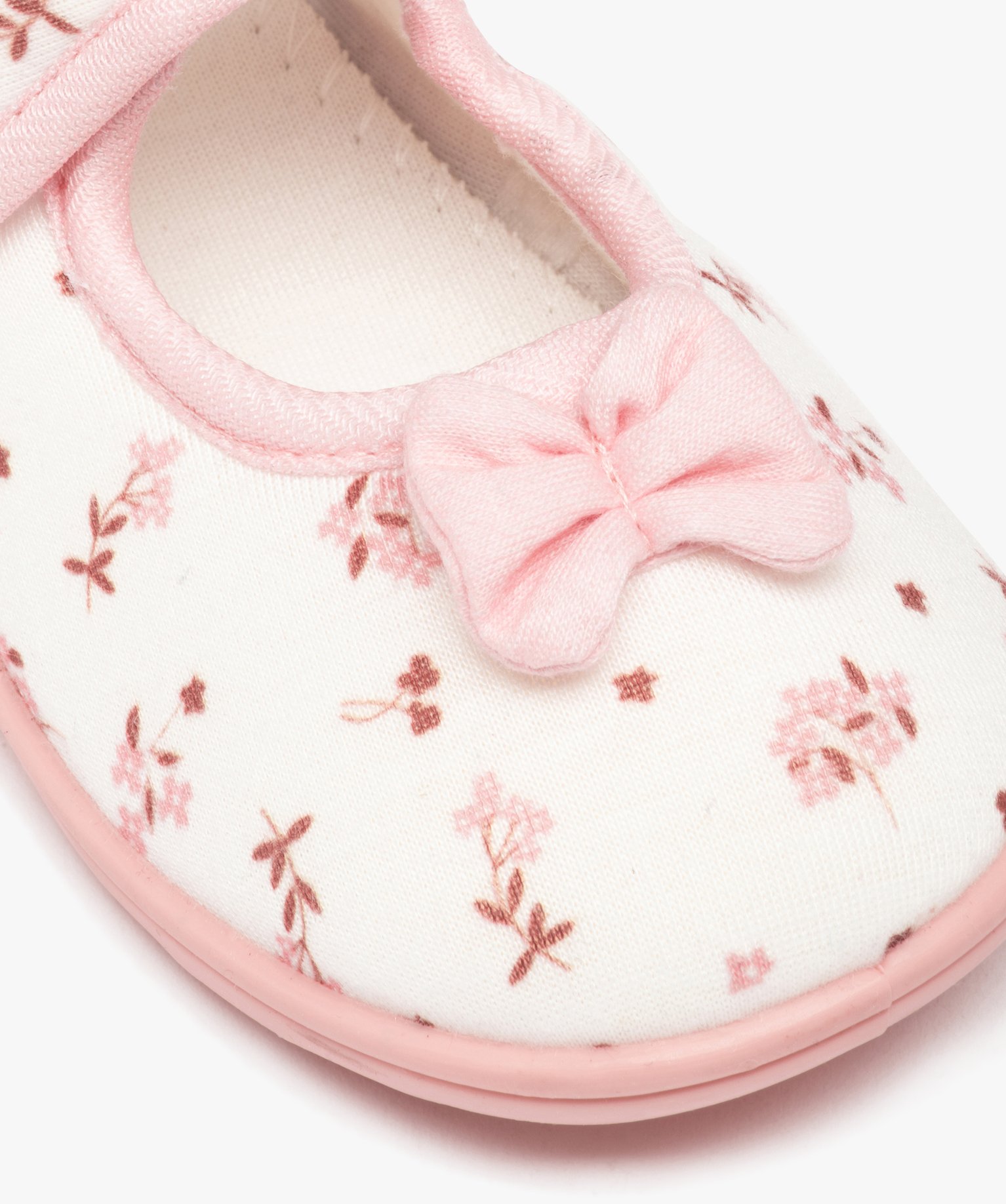 Chaussons fille babies en jersey imprimé fleurs beige | GEMO