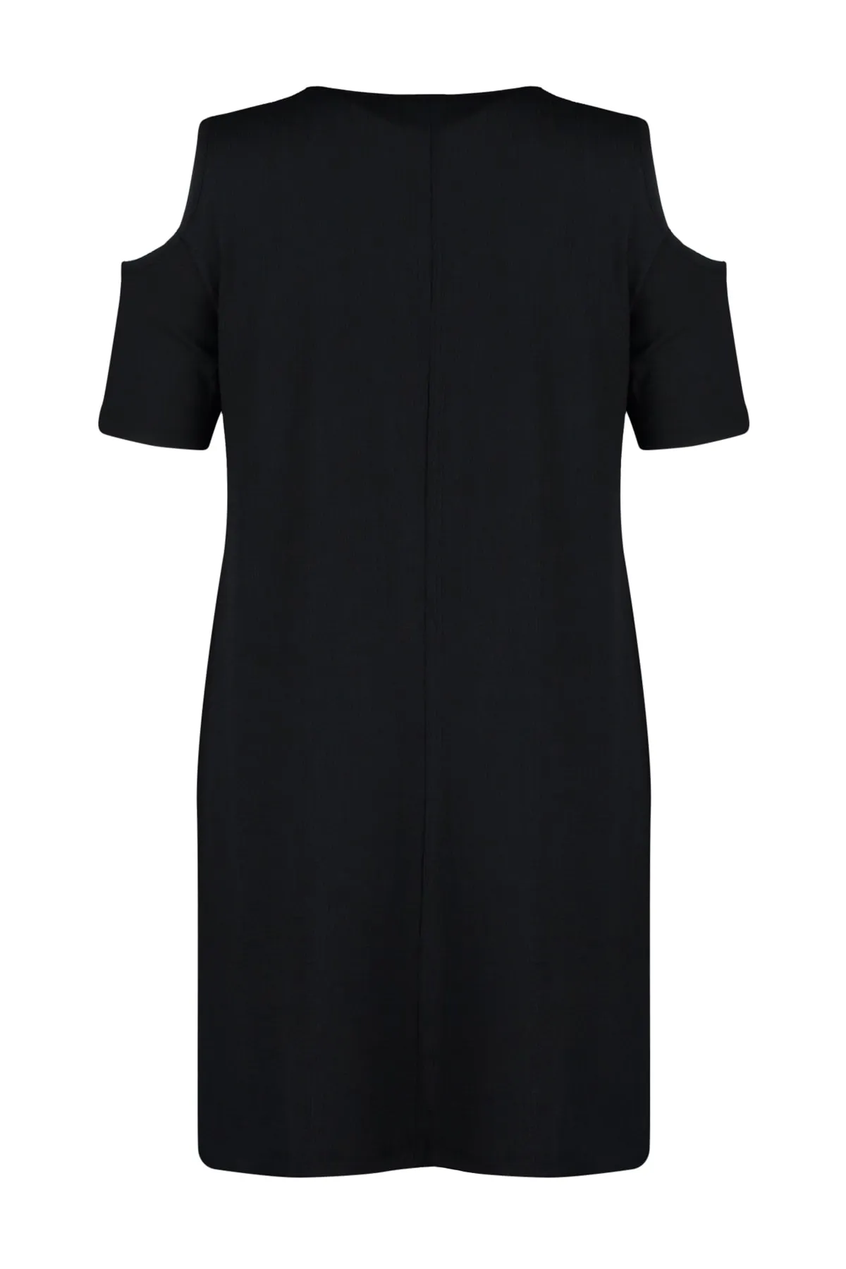 Trendyol Curve  Schwarzes, detailliertes Strickkleid mit A-Linien-Ausschnitt TBBSS22EL2986