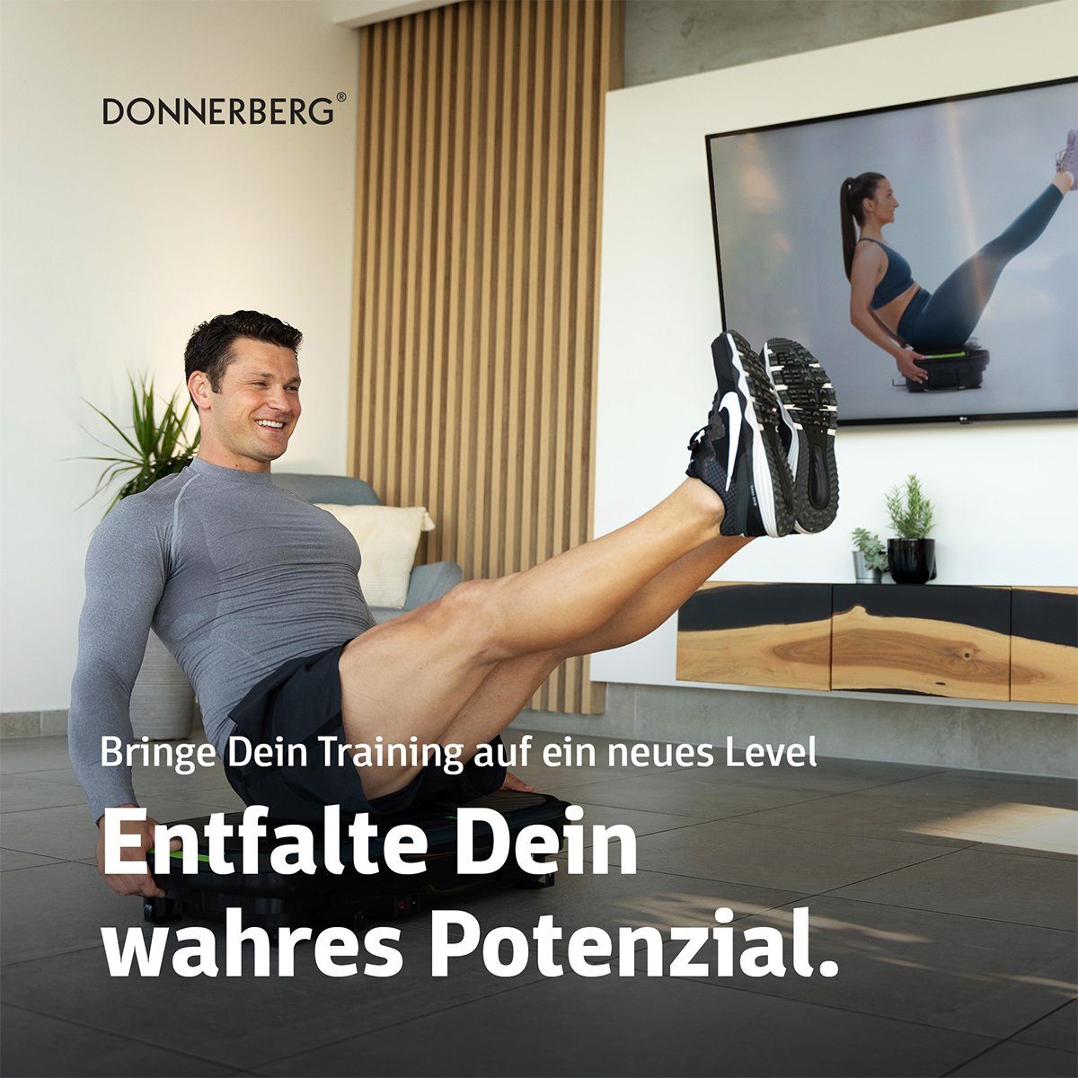 Donnerberg Vibrationsplatte Sport MP-999, 500,00 W, 32 Intensitätsstufen, (1 tlg), 3 Vibrationsarten + Zubehör für Ganzkörpertraining