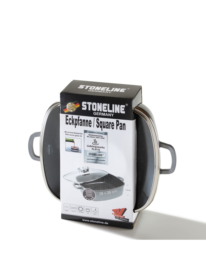 Stoneline Servierpfanne Eckig | mit Deckel in Anthrazit | 28x28cm günstig kaufen 28 x 28 cm