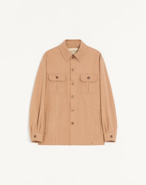 Valentino bomuldsgabardinskjortejakke med V-logo