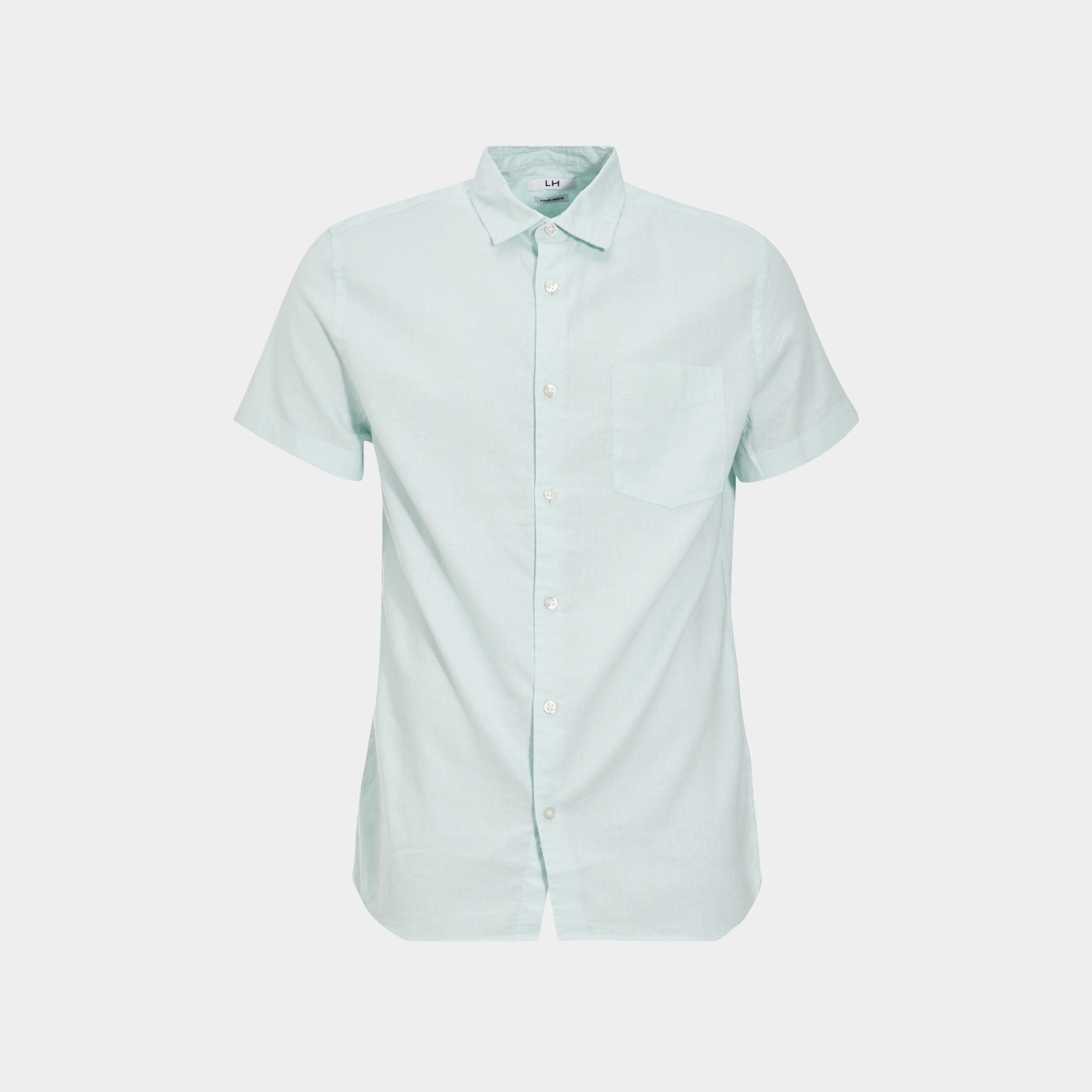 Chemise manches courtes lin majoritaire bleu clair homme | La Halle
