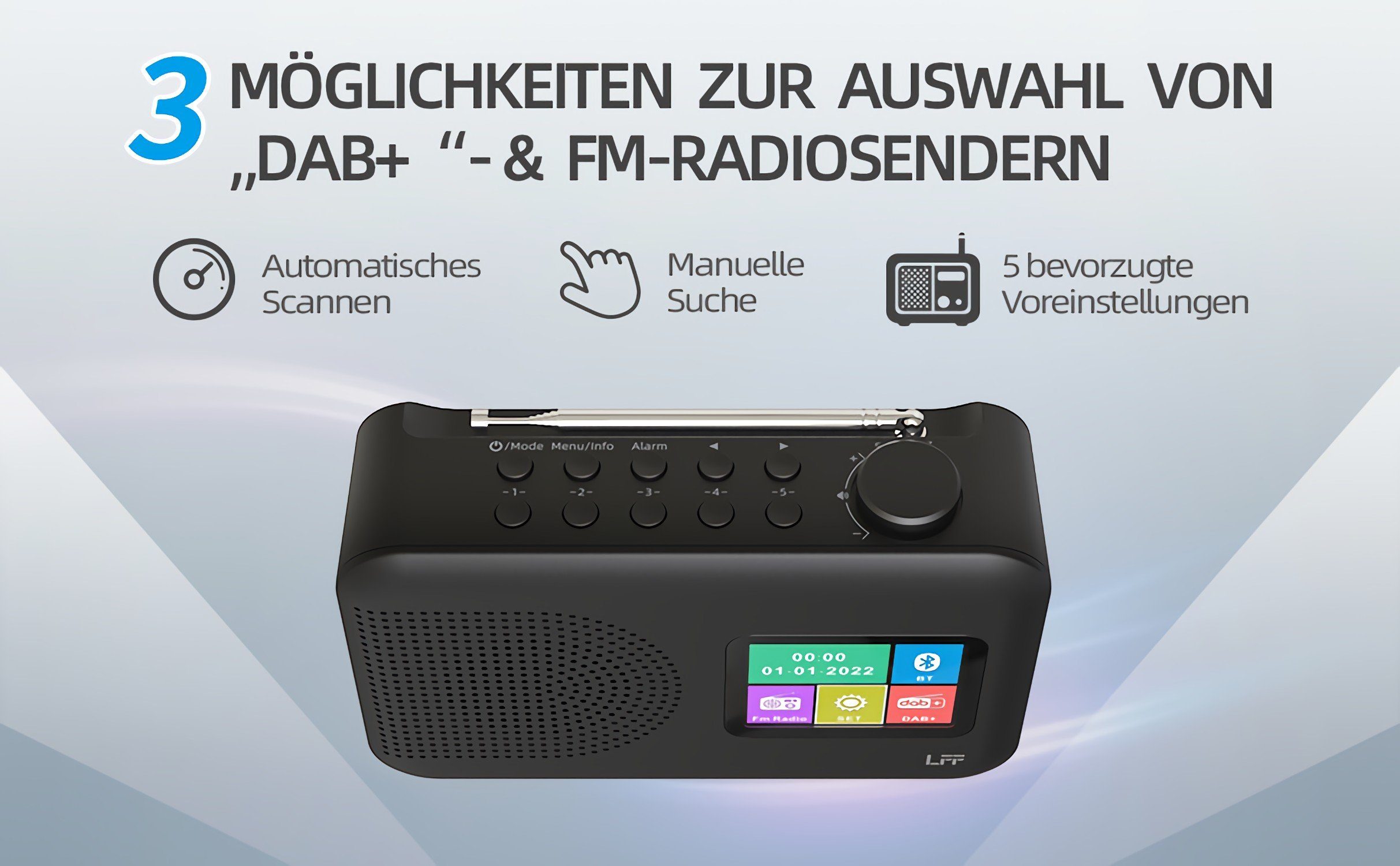 awortek DAB Digitalradio UKW mit RDS Farbdisplay Radio mit Bluetooth Digitalradio (DAB)