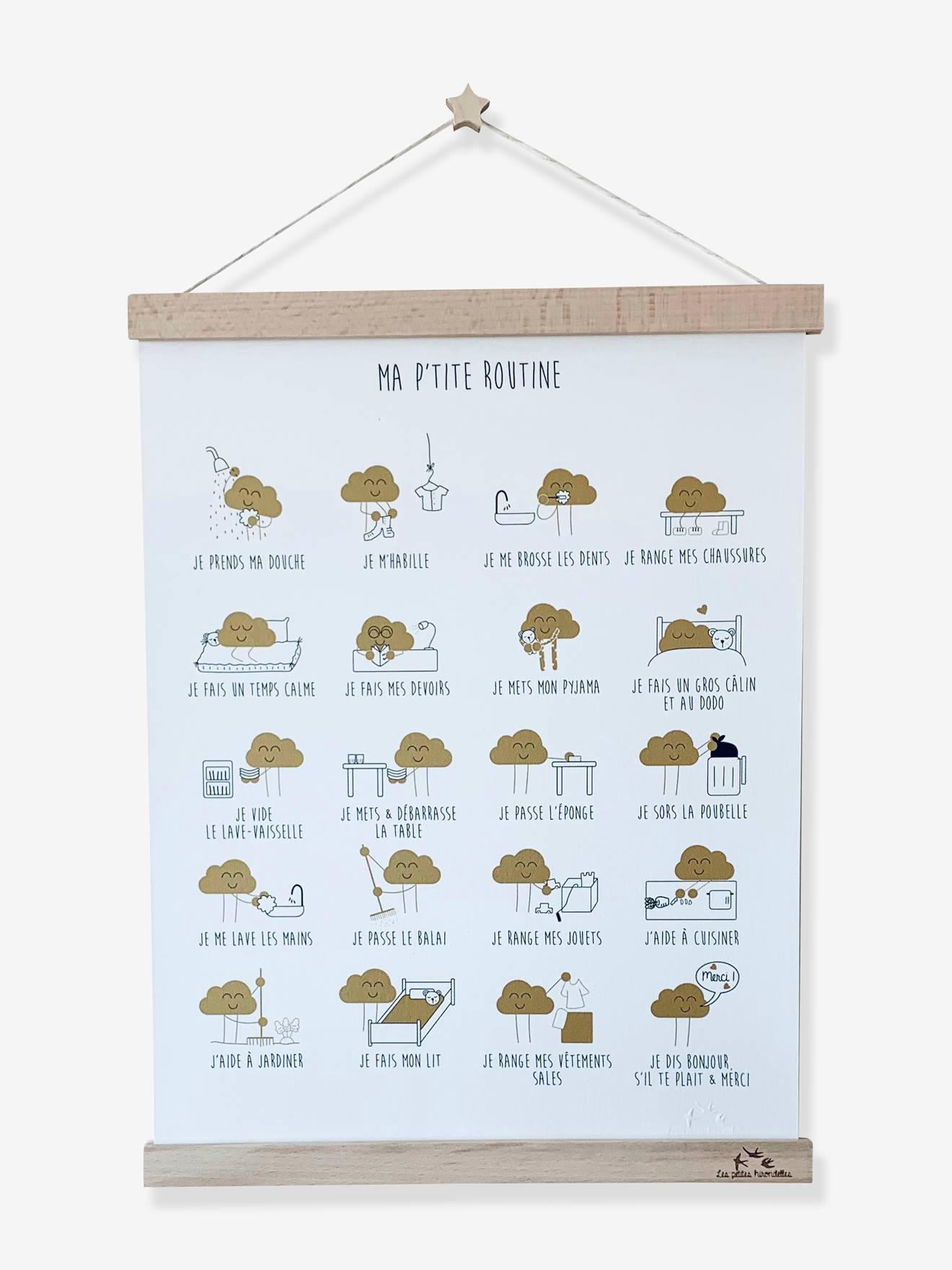 Affiche papier Ma petite routine LES PETITES HIRONDELLES or