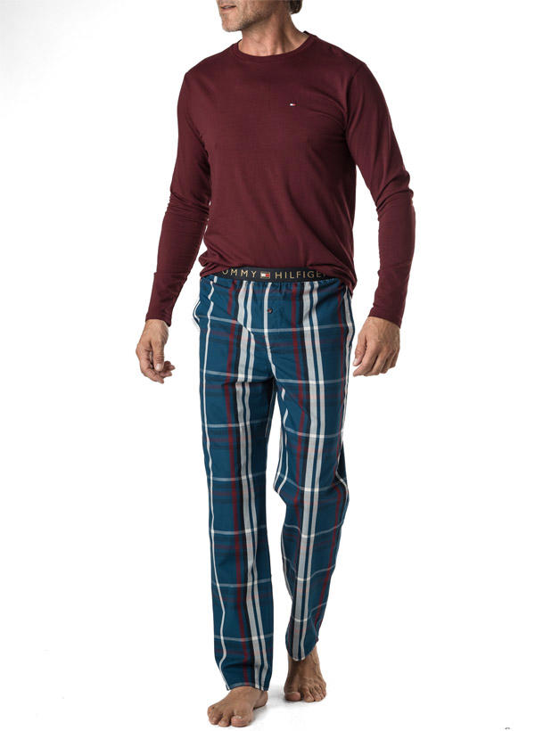 Tommy Hilfiger, Pyjama, Jersey-Popeline, bordeaux-blau kariert
