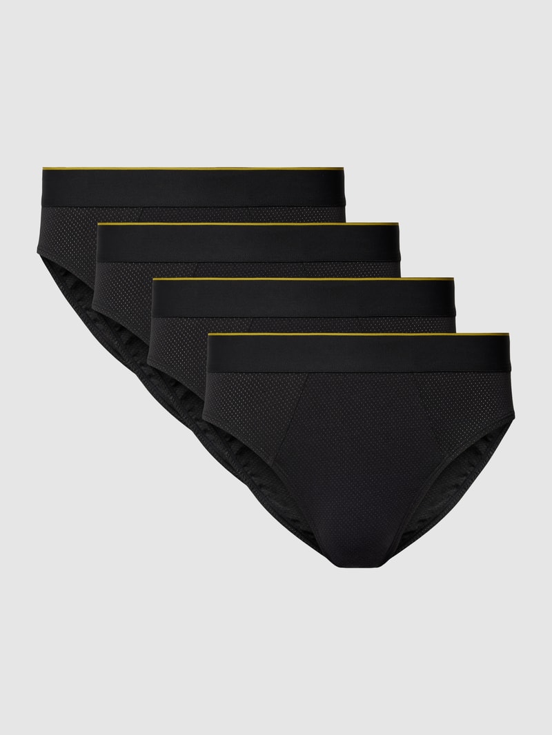 Slip mit elastischem Bund im 4er-Pack in schwarz