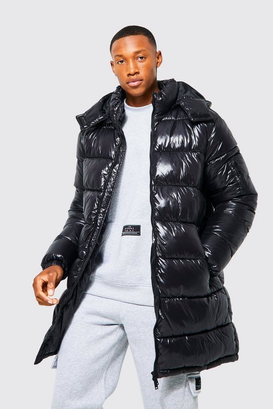 Hochglänzender Parka mit Kapuze