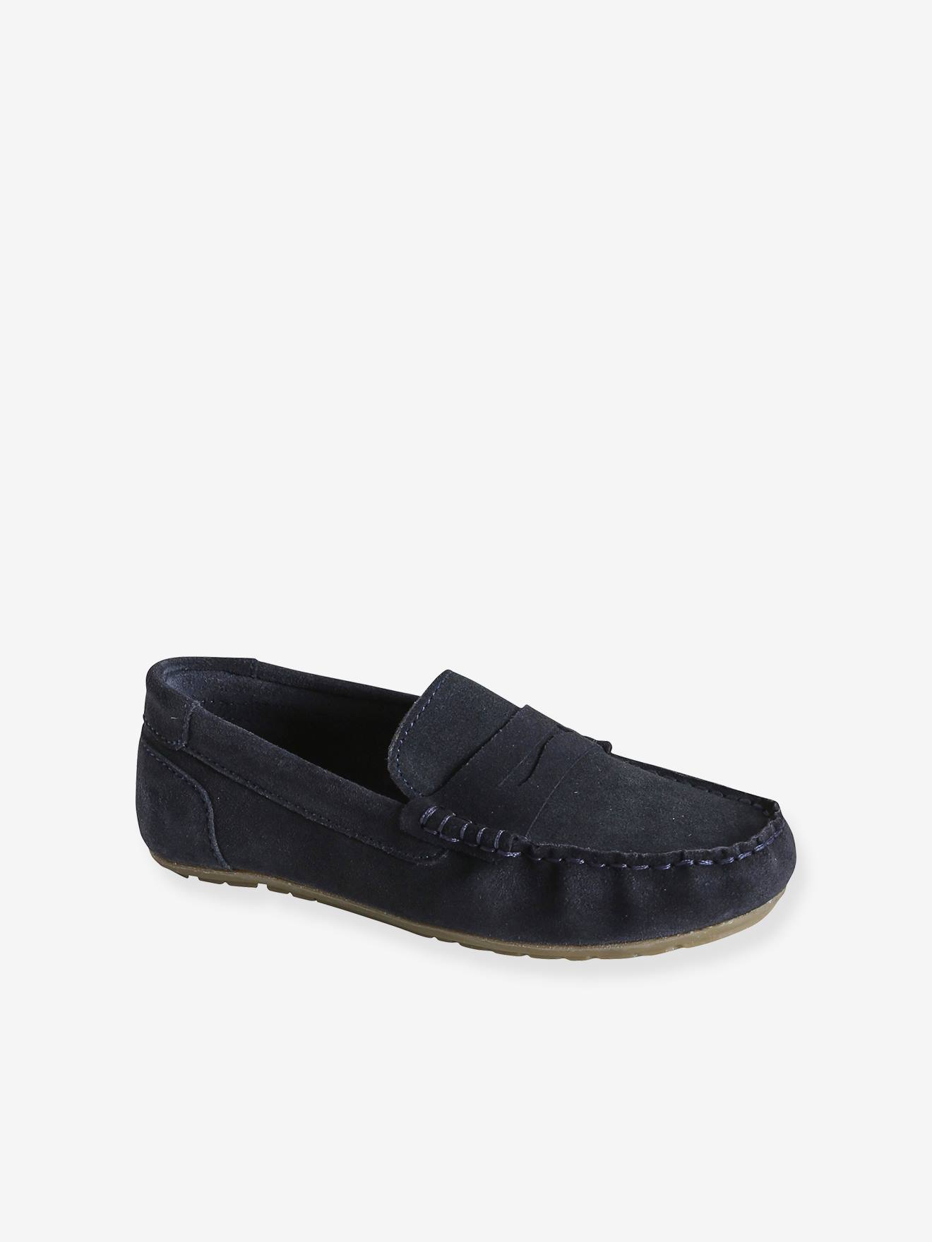 Mocassins croûte de cuir enfant marine