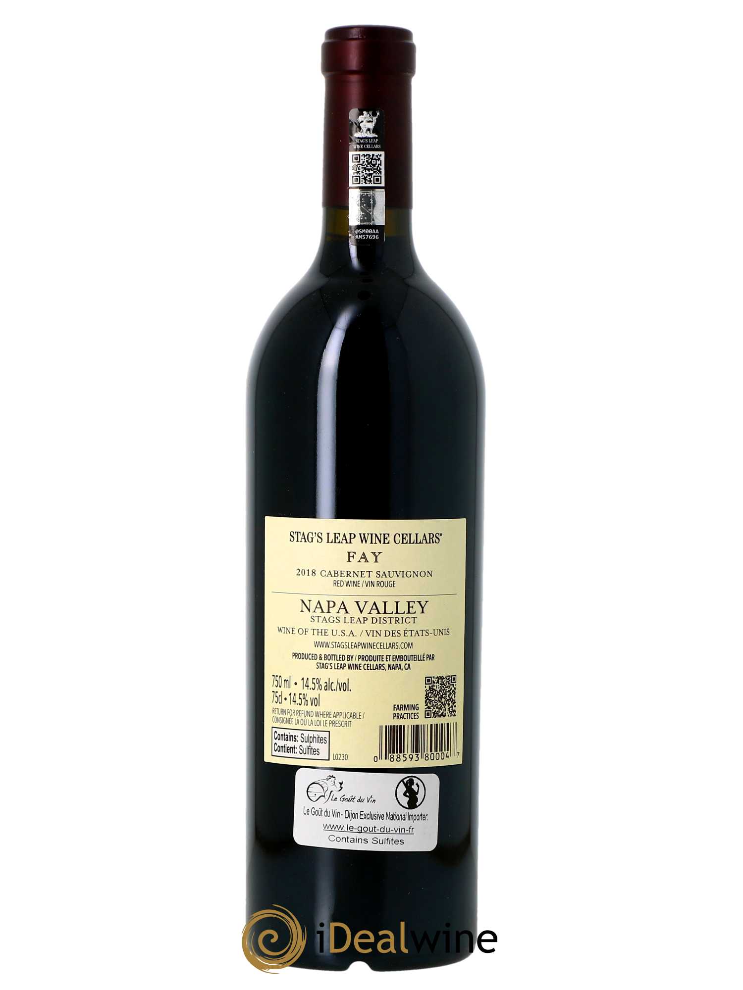 Napa Valley Stags Leap Wine Cellars Fay  2018 - Lot de 1 Bouteille