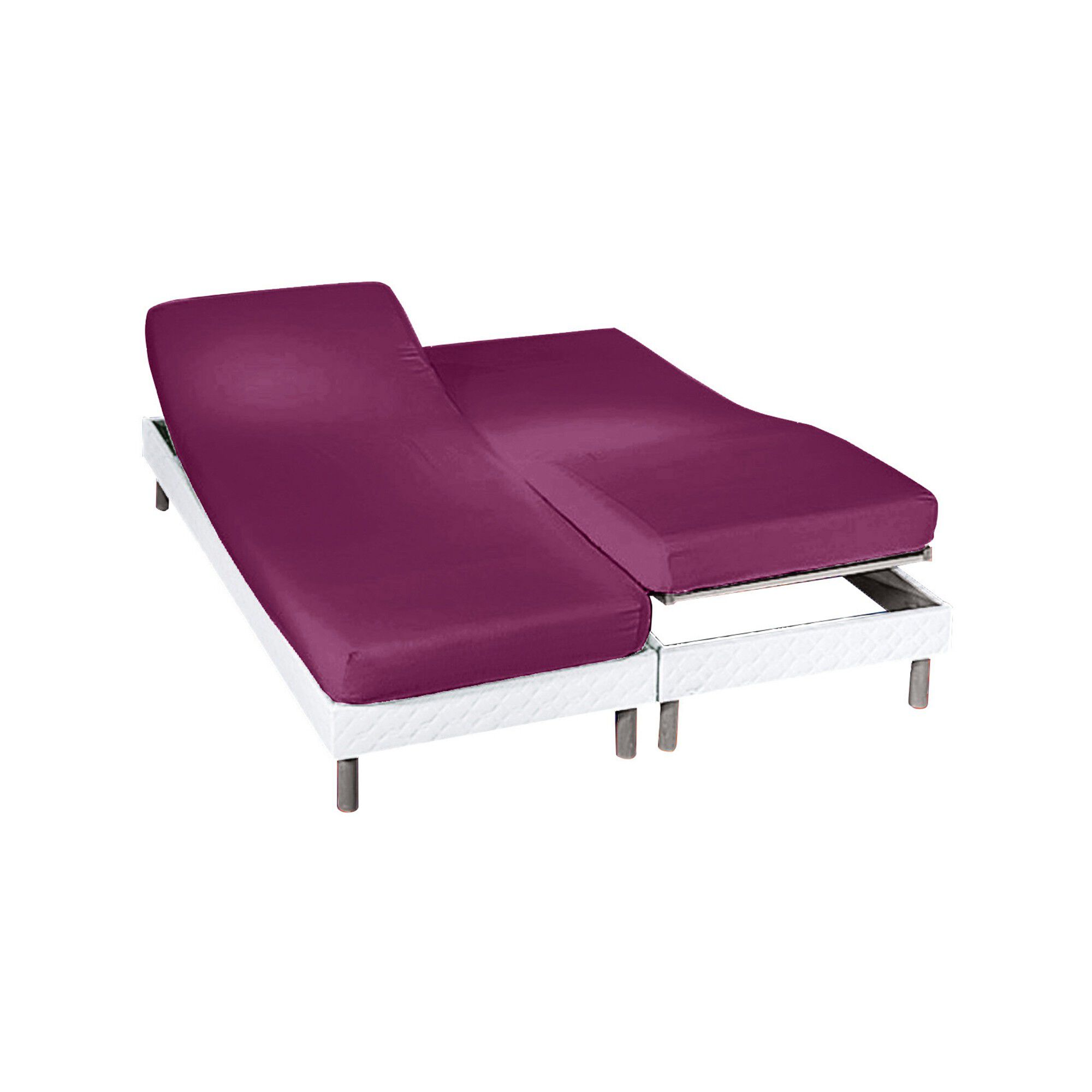 Drap-housse uni sommier articulé flanelle bonnets 26 cm