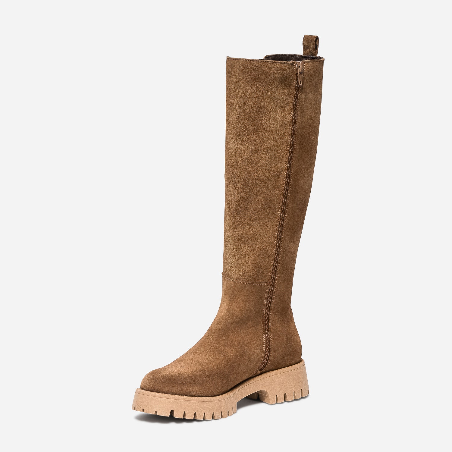 Botte camel TEXTO cuir velours semelle crantée