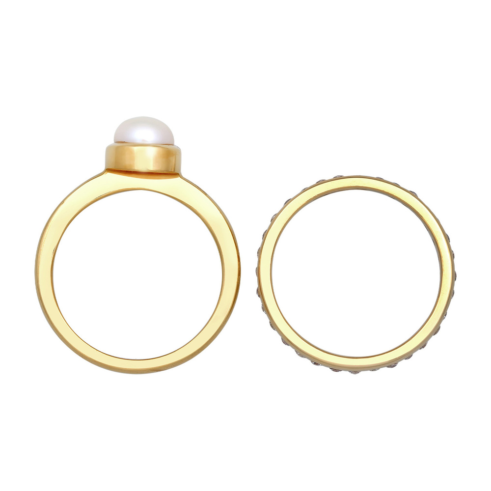 Nenalina Nenalina Bague Femmes perle Eternity Lot de 2 avec perle d'eau douce en argent st Bague