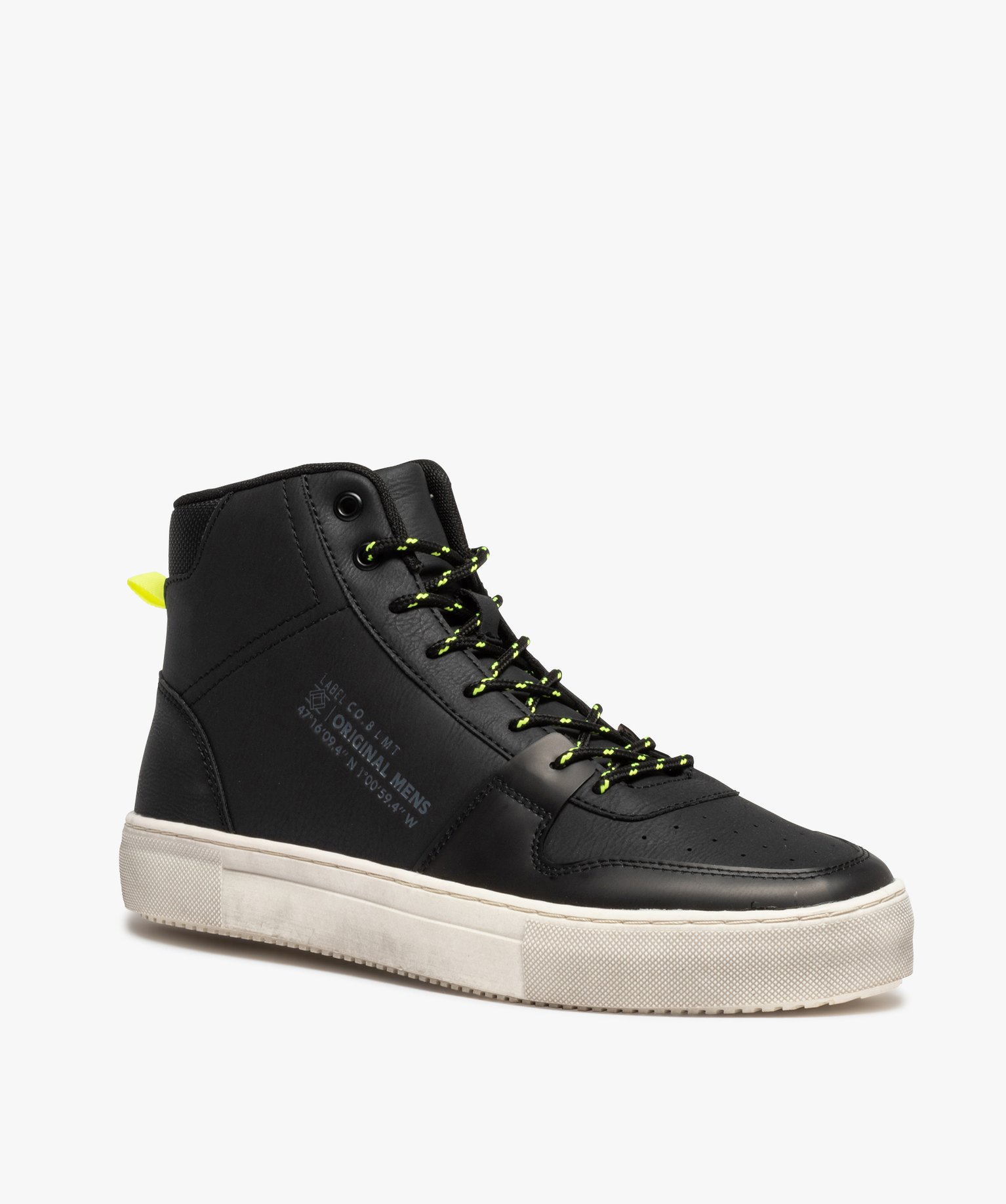 Baskets homme unies semi-montantes à lacets noir | GEMO