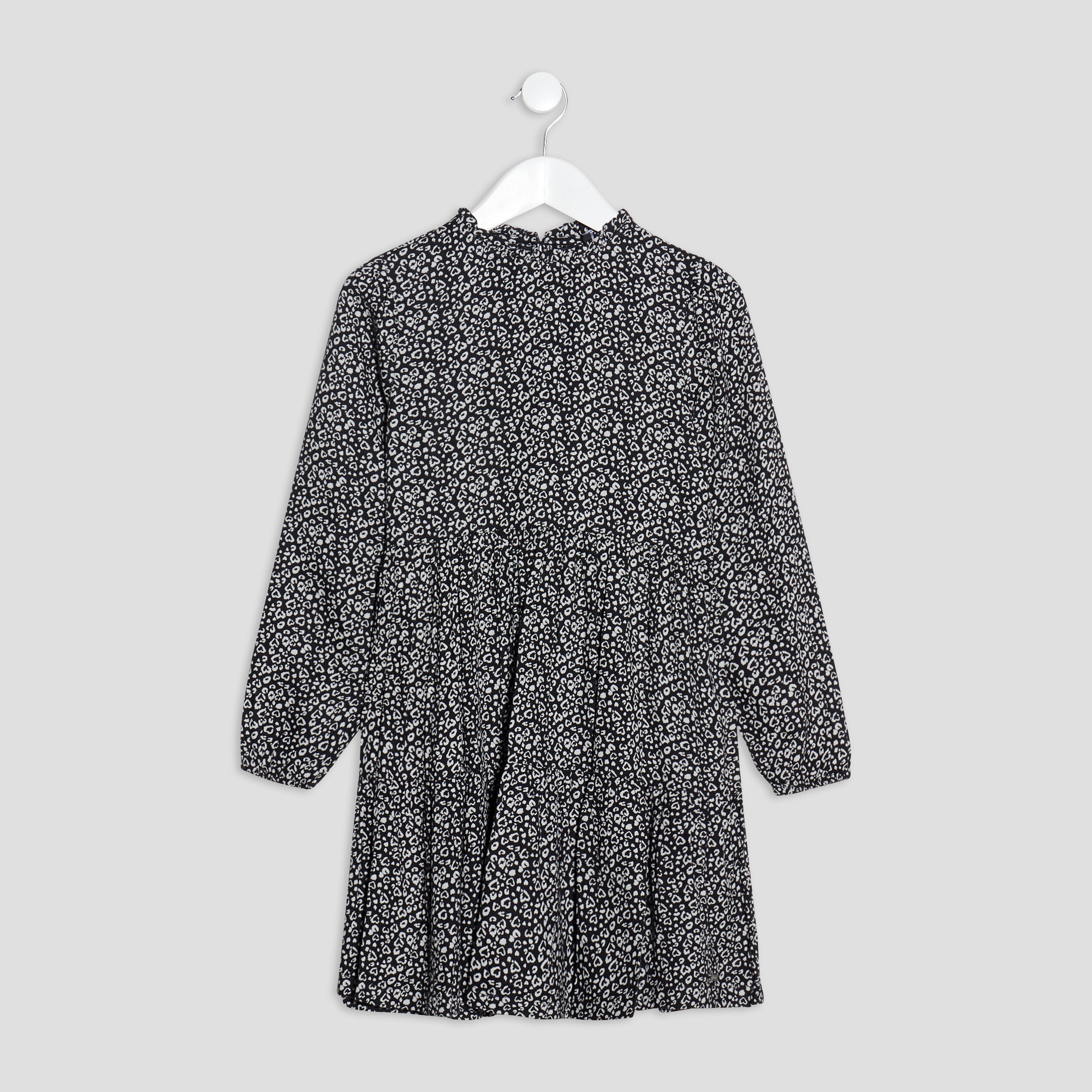 Robe évasée manches longues noir fille | La Halle