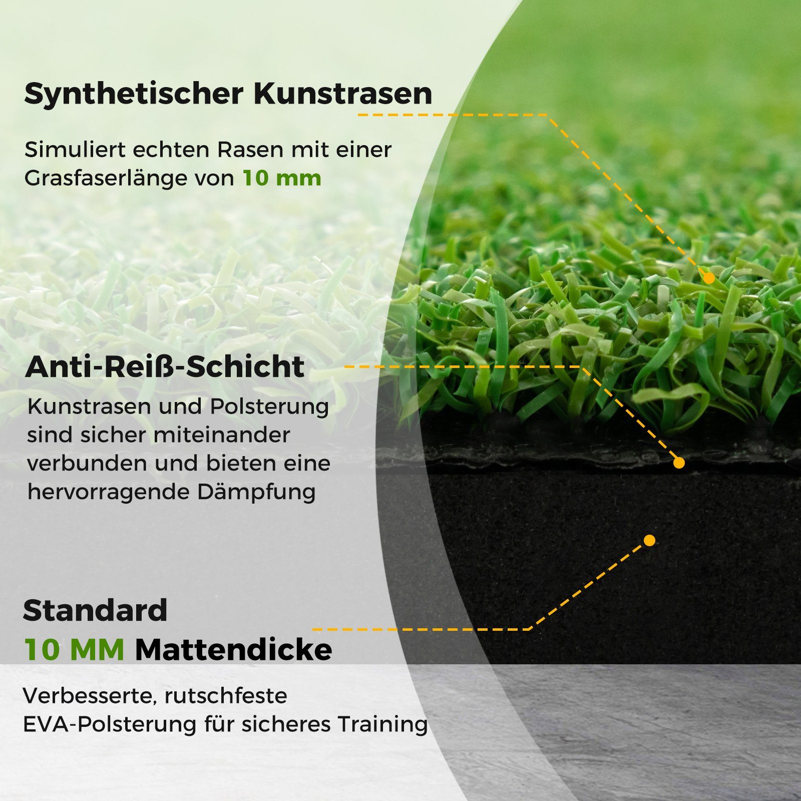 COSTWAY Golf-Abschlagmatte Übungsmatte, mit 2 Golf-Tees