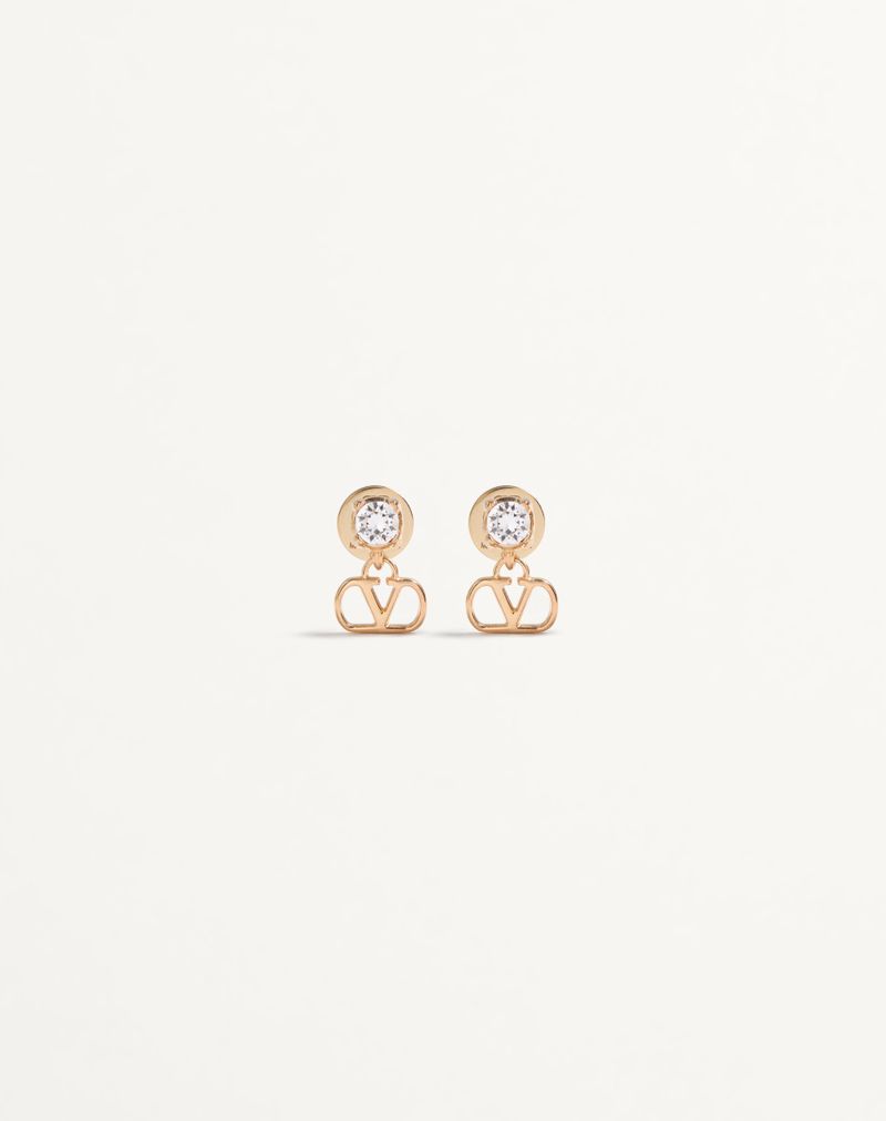 Brincos com a assinatura VLogo em metal e cristais Swarovski®