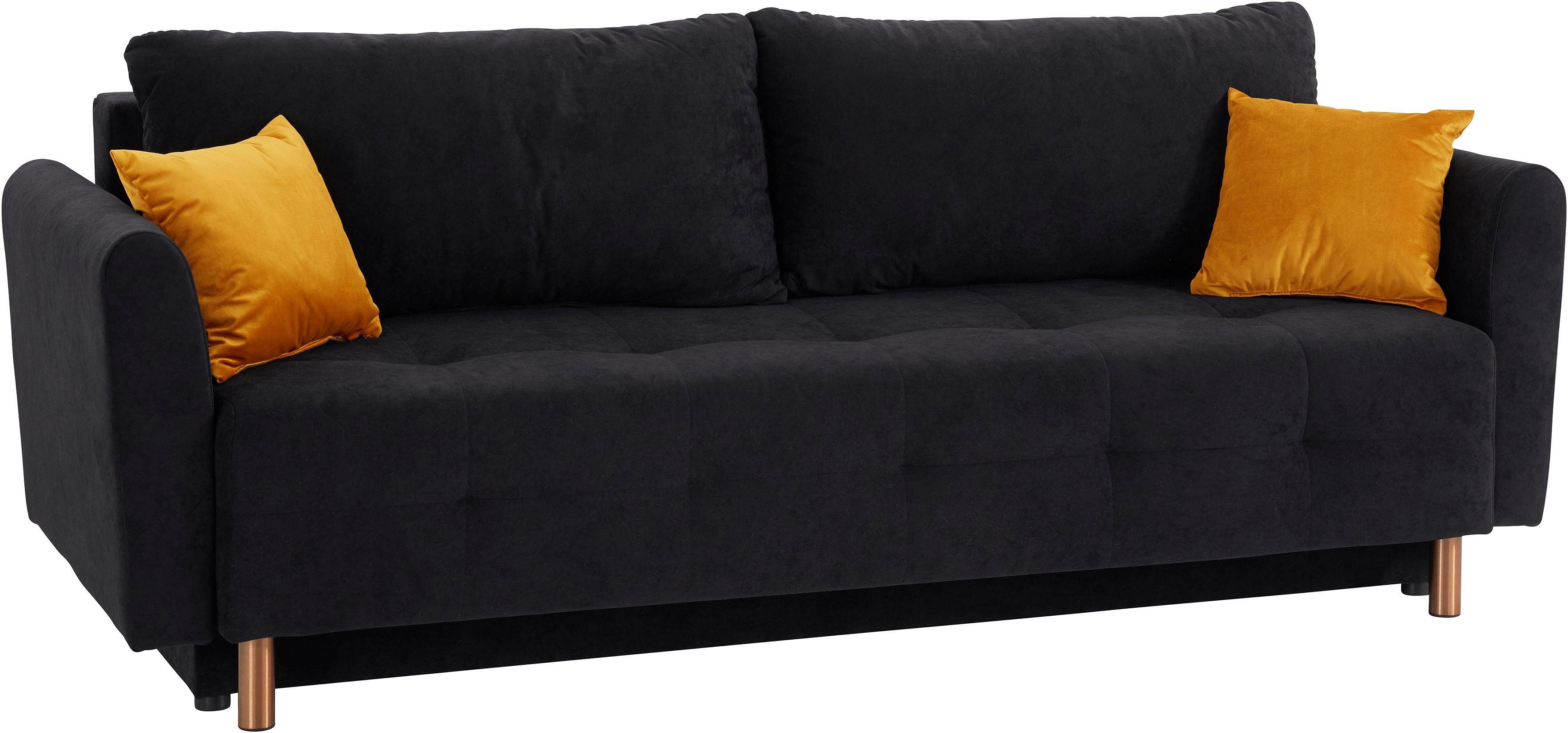 INOSIGN Schlafsofa Nordic, mit Federkern und Metallbeinen, Steppung im Sitzbereich