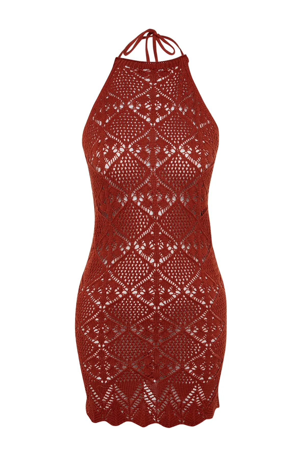 Trendyol Collection  Figurbetontes Mini-Strandkleid aus Strick mit tiefem Rückenausschnitt TBESS23EL00240