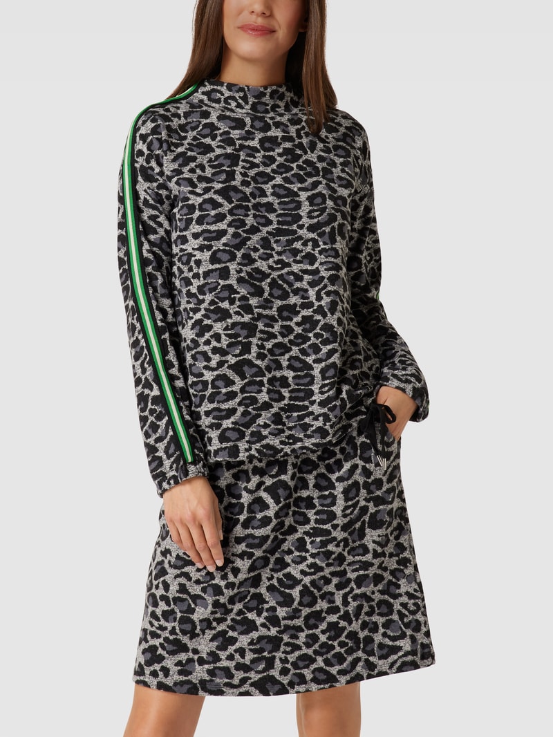 Longsleeve mit Animal-Print in dunkelgrau
