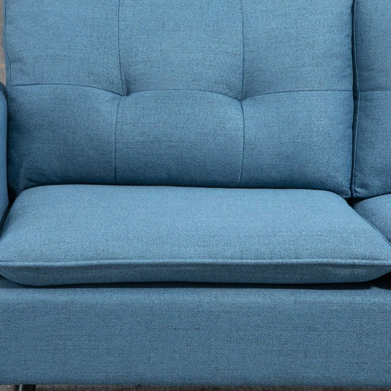 HOMCOM 2 Sitzer Sofa, Couch mit Dickem Kissen, Leinenoptik und Stahlbeine Blau
