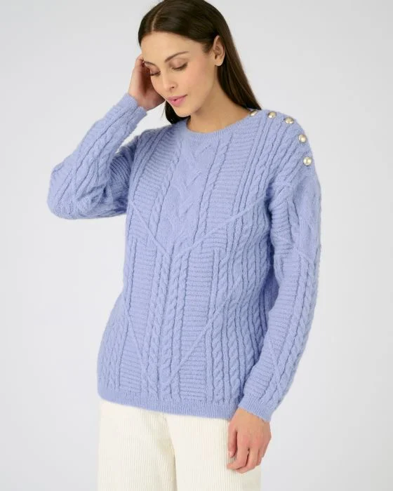 Pull chaud à torsades et boutons Thermolactyl