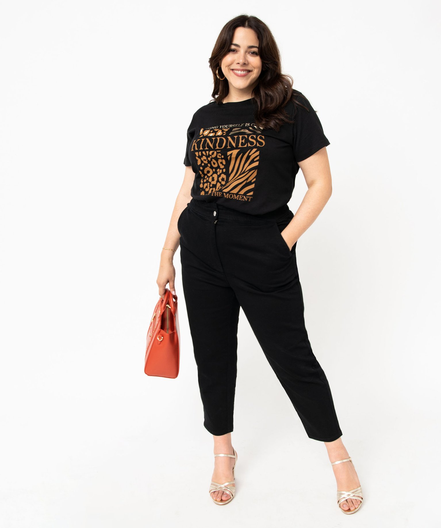 Pantalon slouchy à taille élastique femme grande taille noir | GEMO