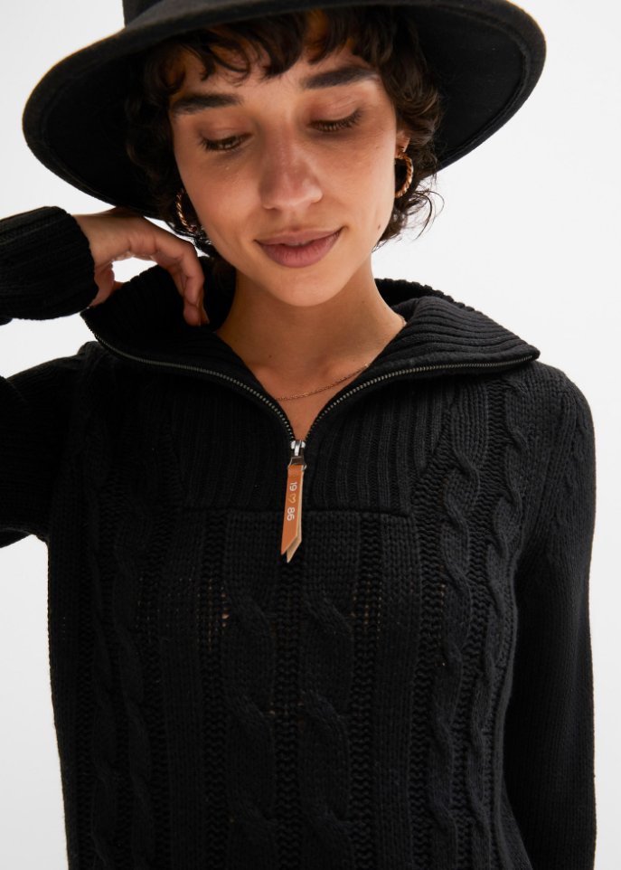 Troyer Pullover mit Zopfmuster