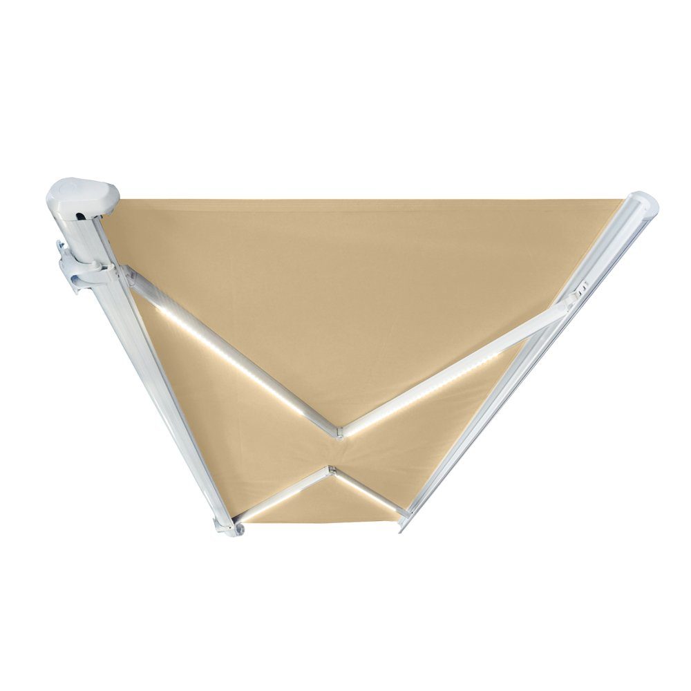 HOME DELUXE Markise ELOS LED Vollkassettenmarkise (Komplettset) mit LED – Beleuchtung & pulverbeschichteter Aluminiumrahmen