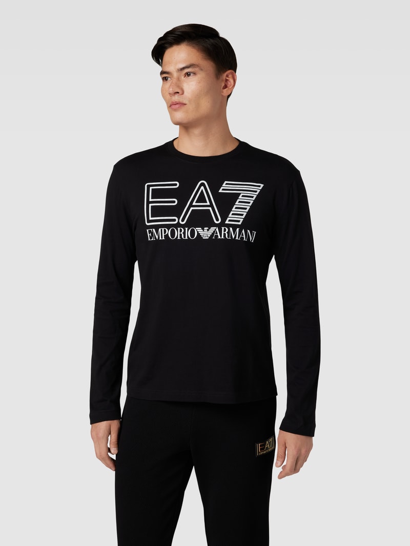 Longsleeve mit Label- und Logo-Print in schwarz