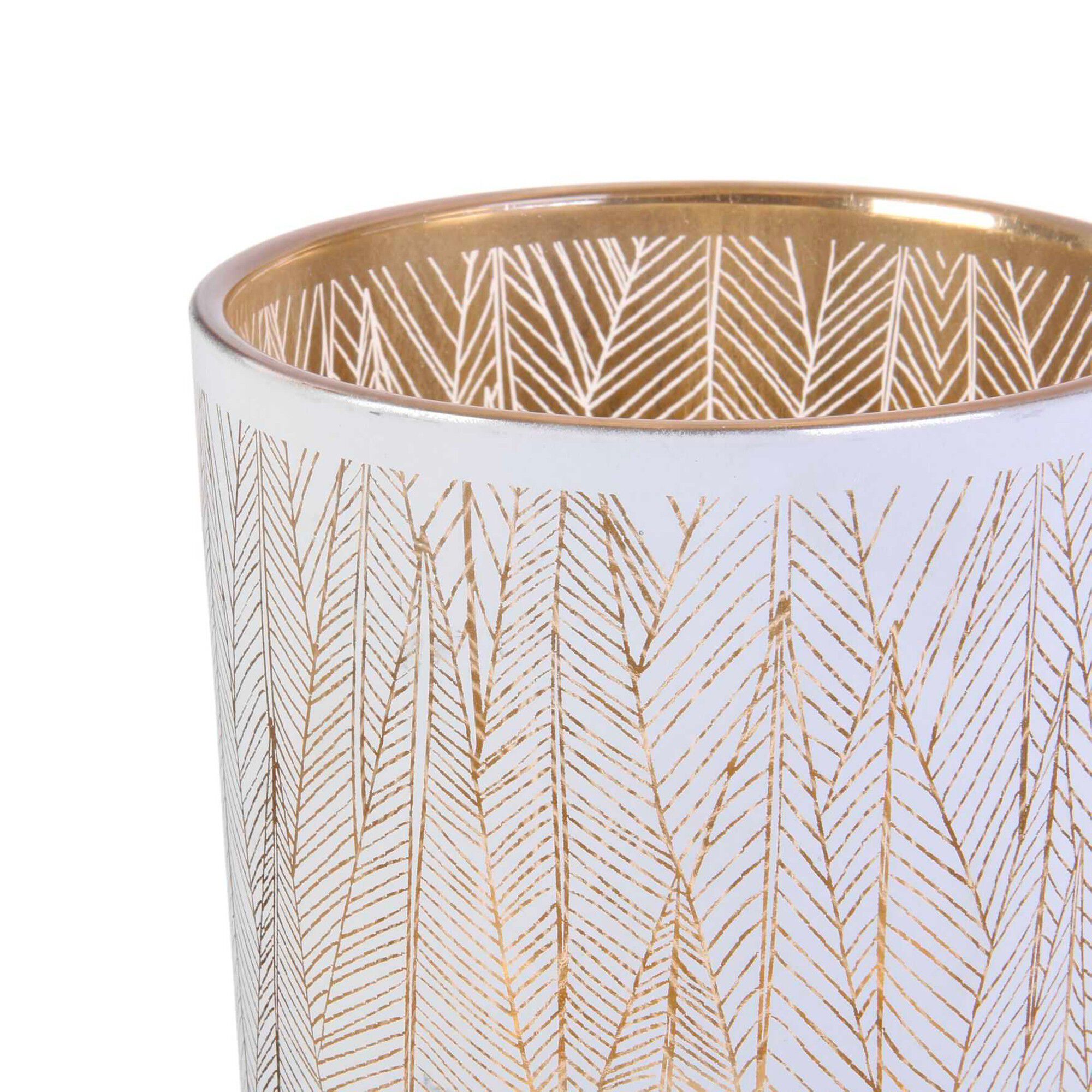 Vase en verre blanc et doré motifs feuilles